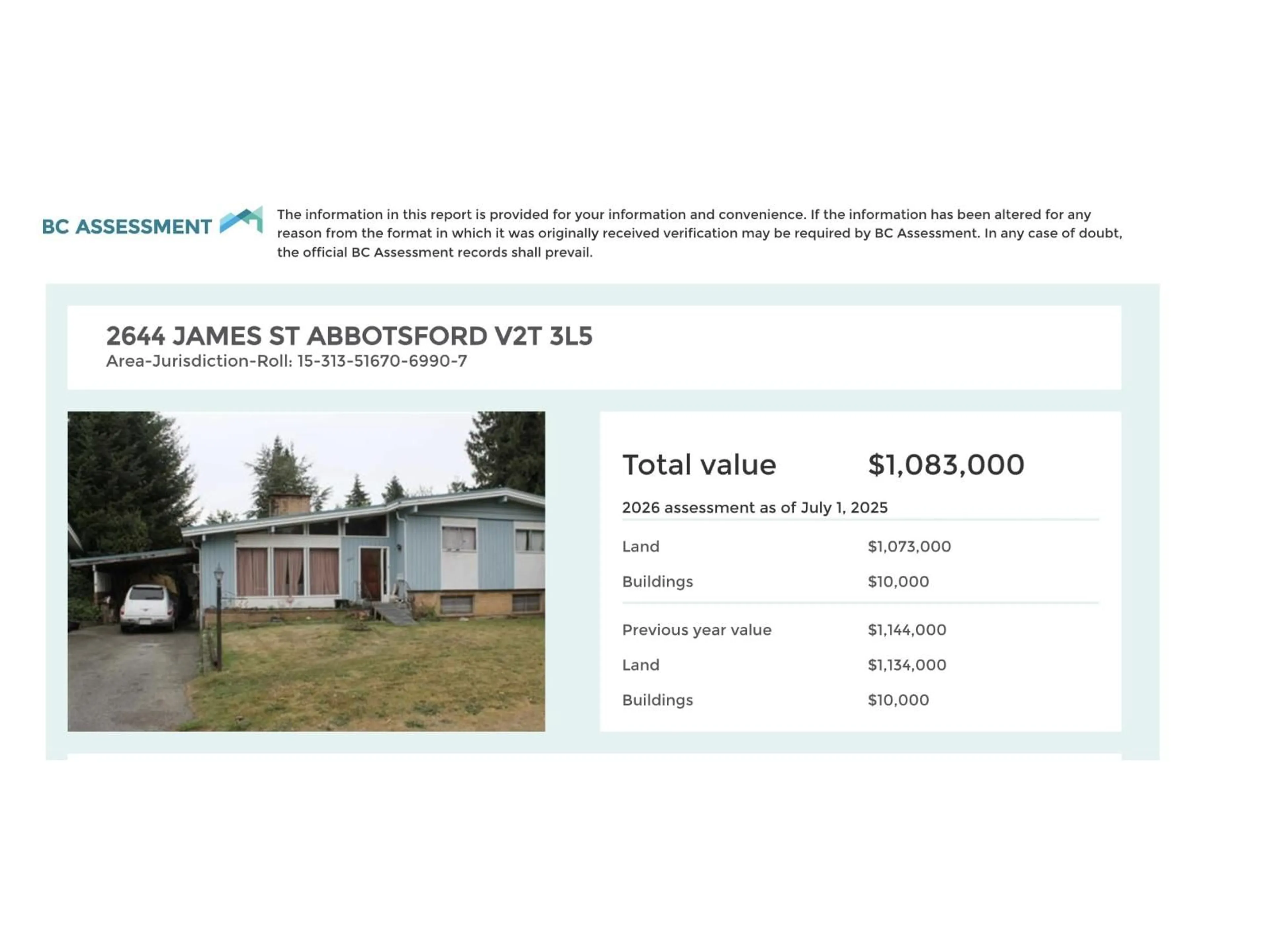 Home with vinyl exterior material, street for 2644 JAMES STREET, Abbotsford British Columbia V2T3L5