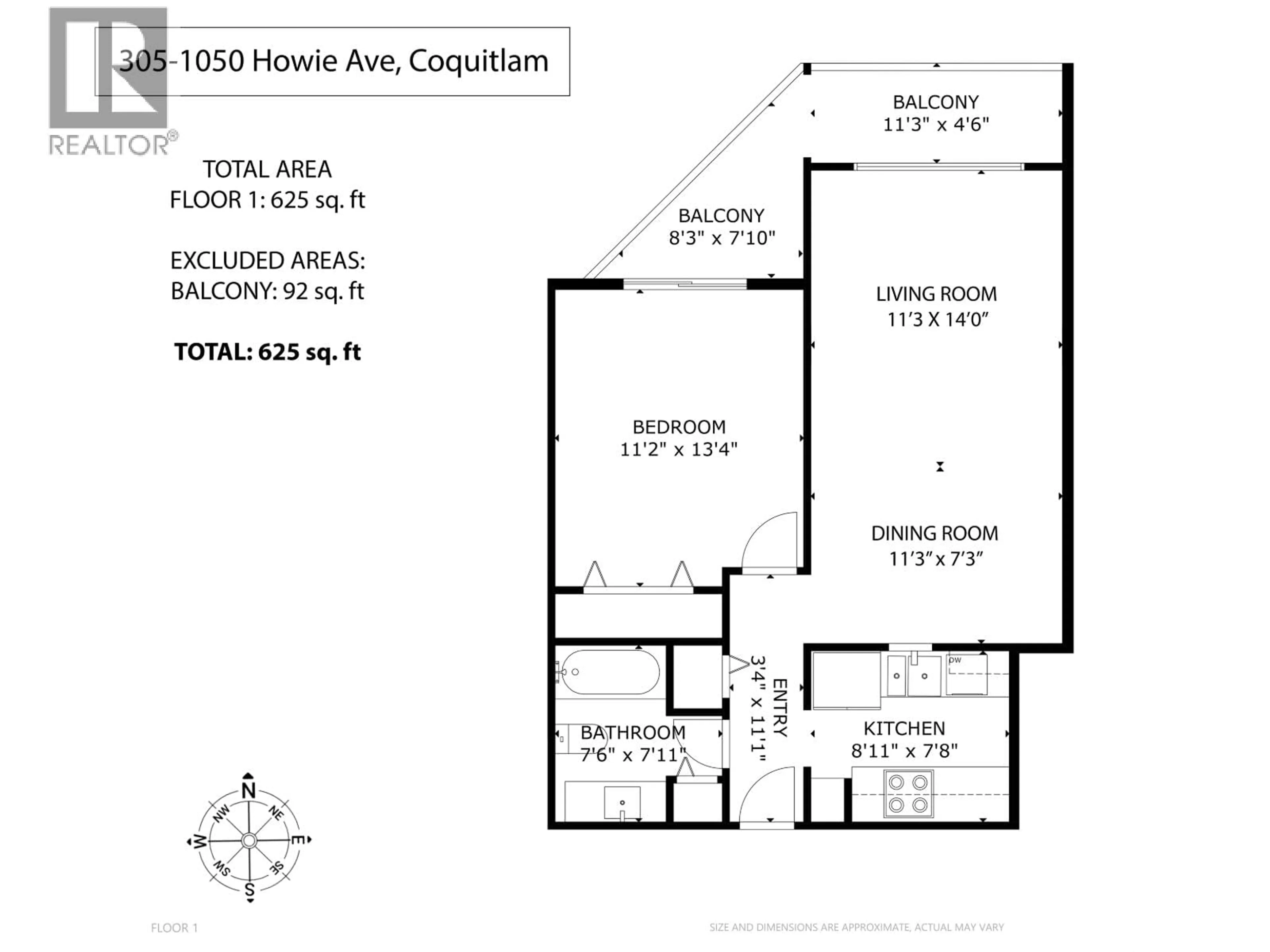 Floor plan for 305 - 1050 HOWIE AVENUE, Coquitlam British Columbia V3J1T6