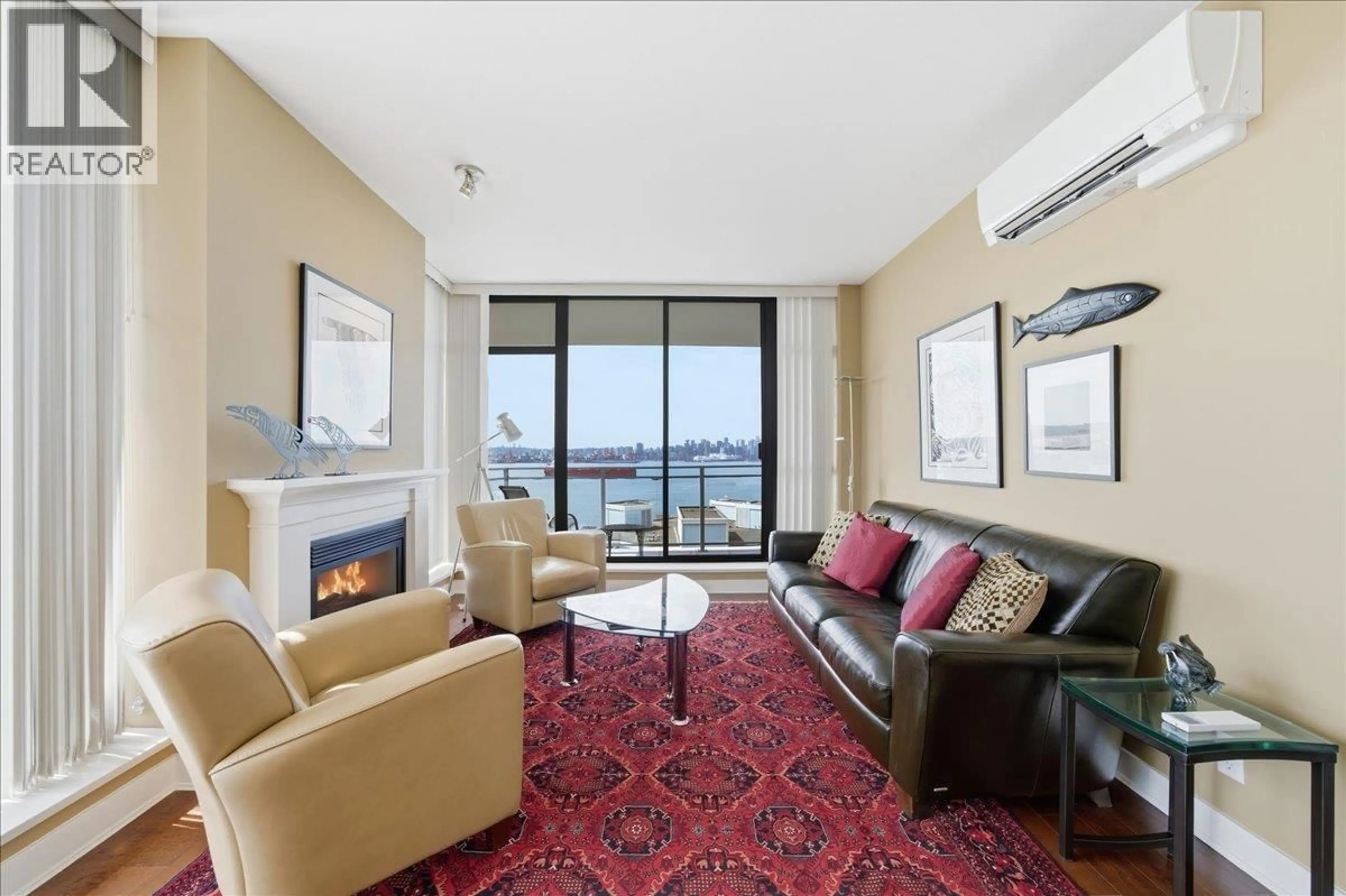 Living room with furniture, carpet floor for 1601 - 155 1ST STREET, North Vancouver British Columbia V7M3N8