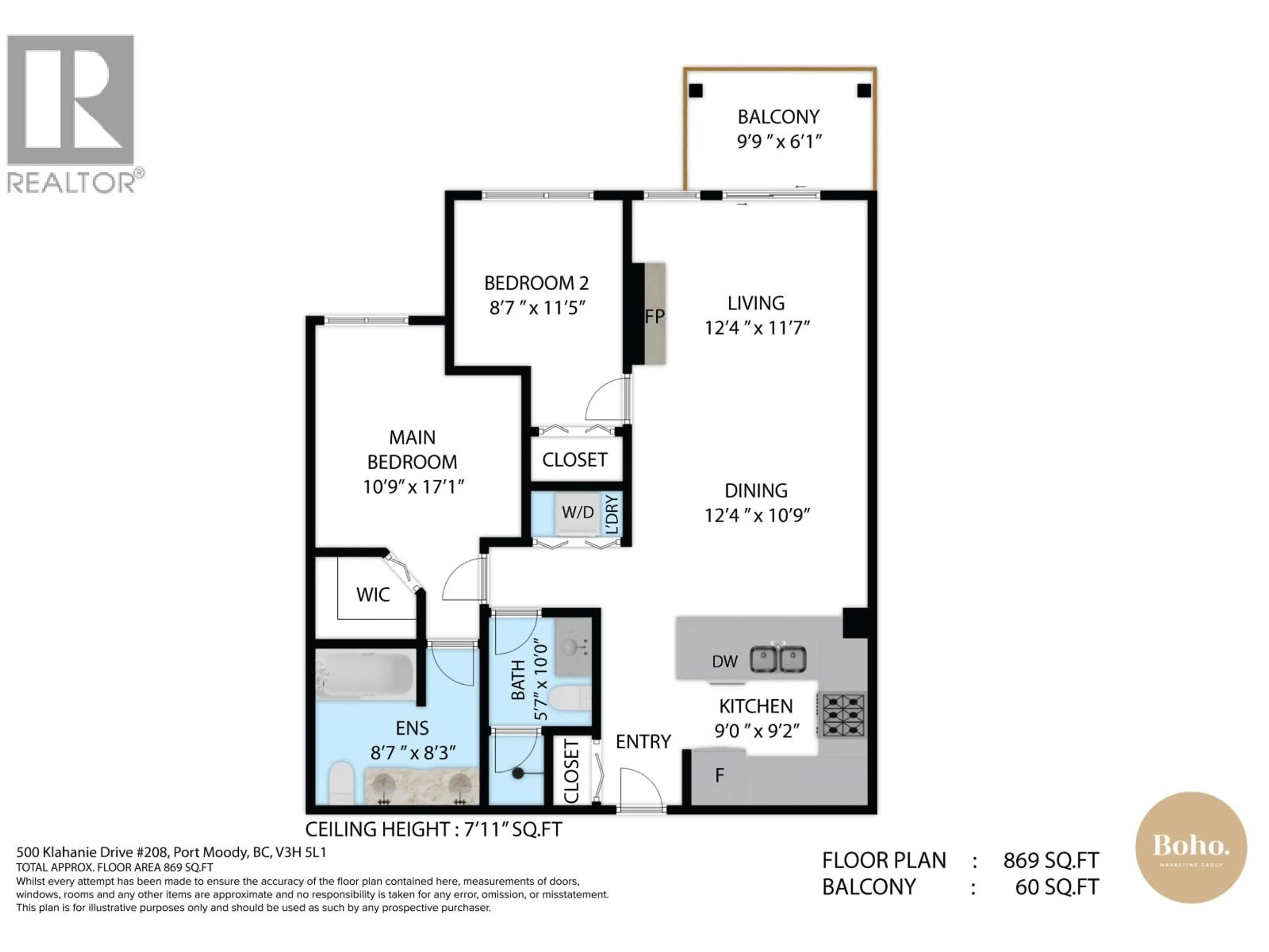 Floor plan for 208 - 500 KLAHANIE DRIVE, Port Moody British Columbia V3H5L1