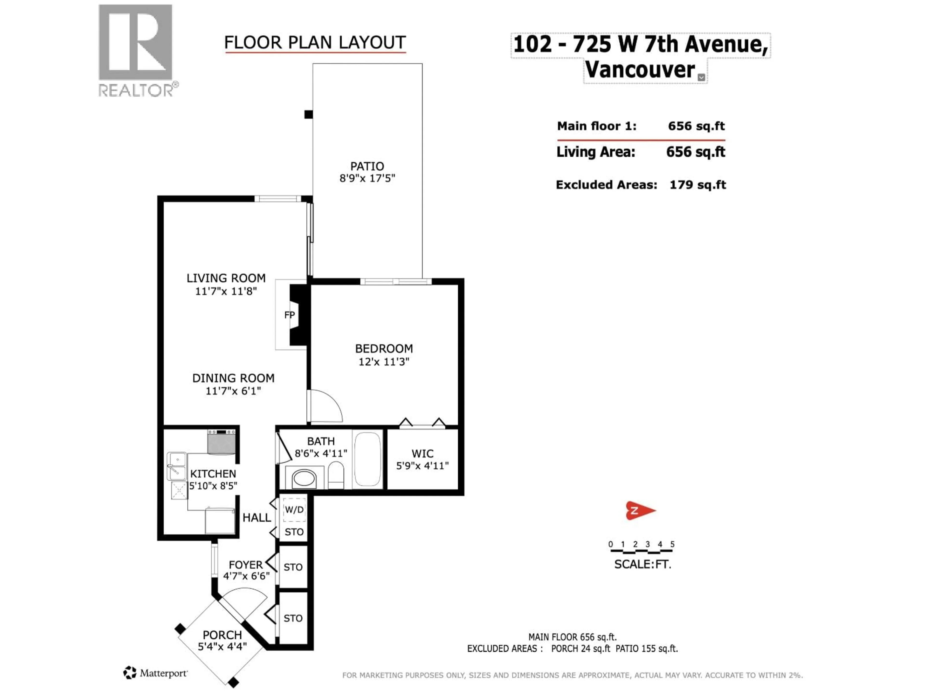 Floor plan for 102 - 725 7TH AVENUE, Vancouver British Columbia V5Z1B9