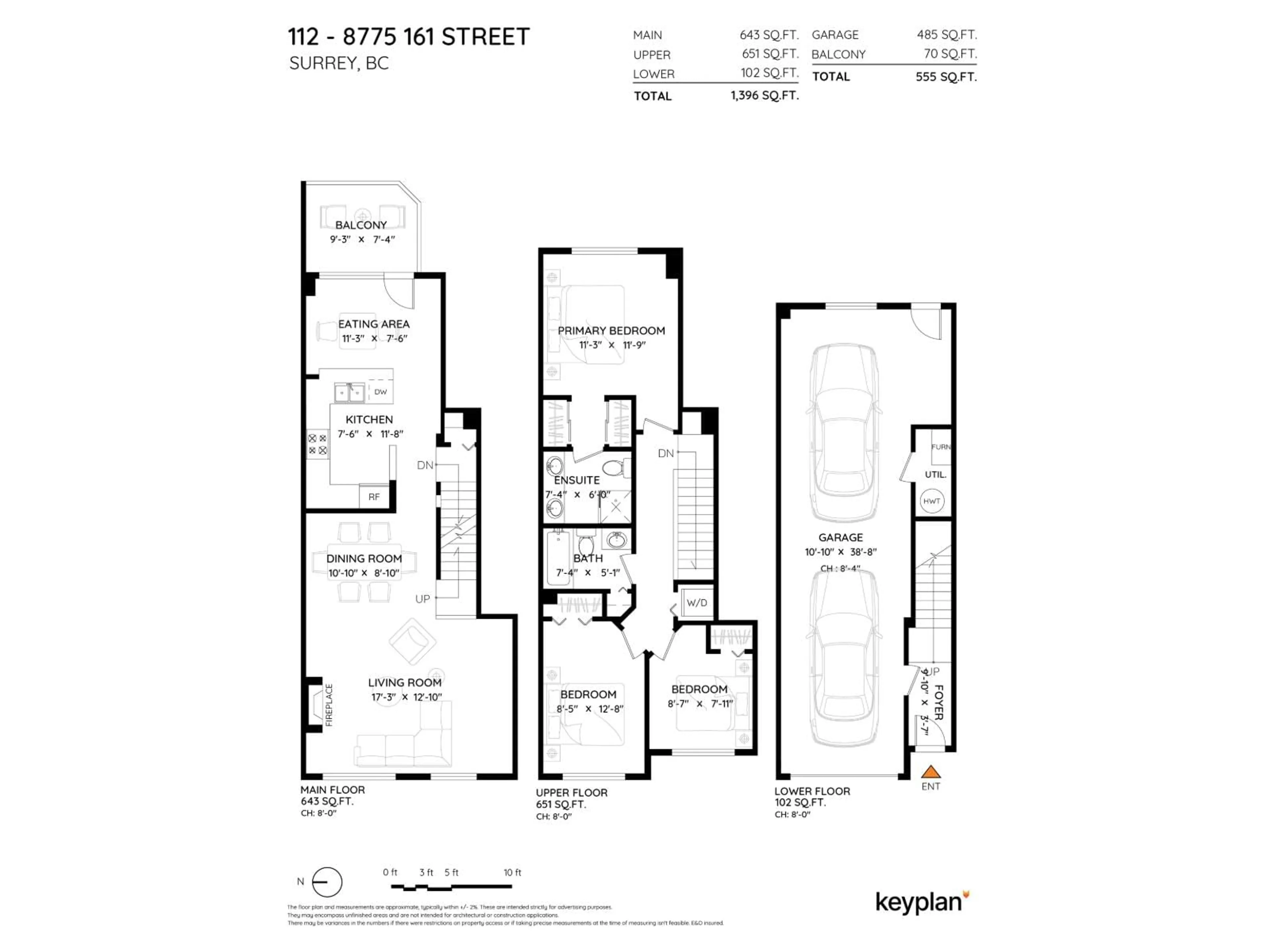 Floor plan for 112 - 8775 161 STREET, Surrey British Columbia V4N5G3