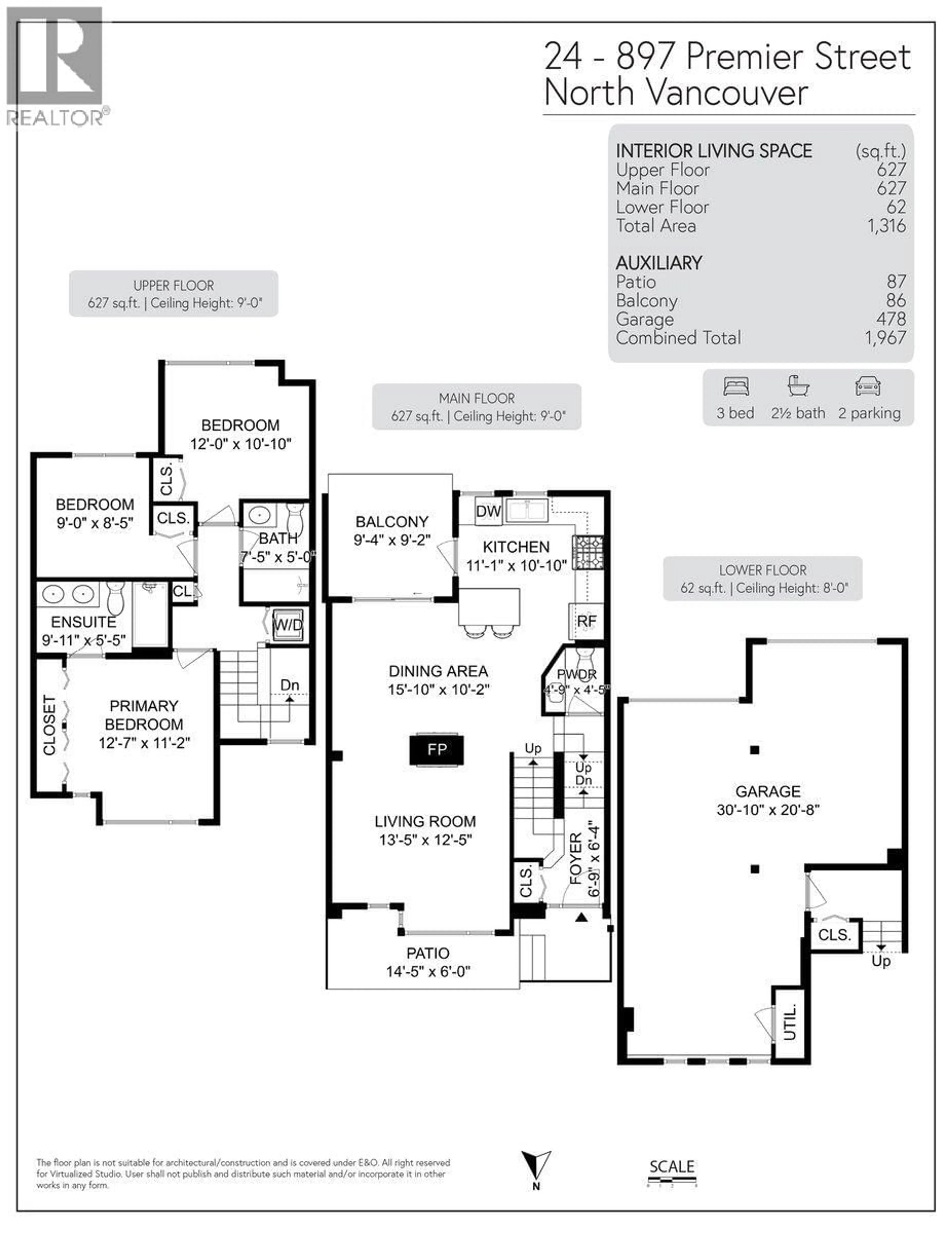 Floor plan for 24 - 897 PREMIER STREET, North Vancouver British Columbia V7J2G7