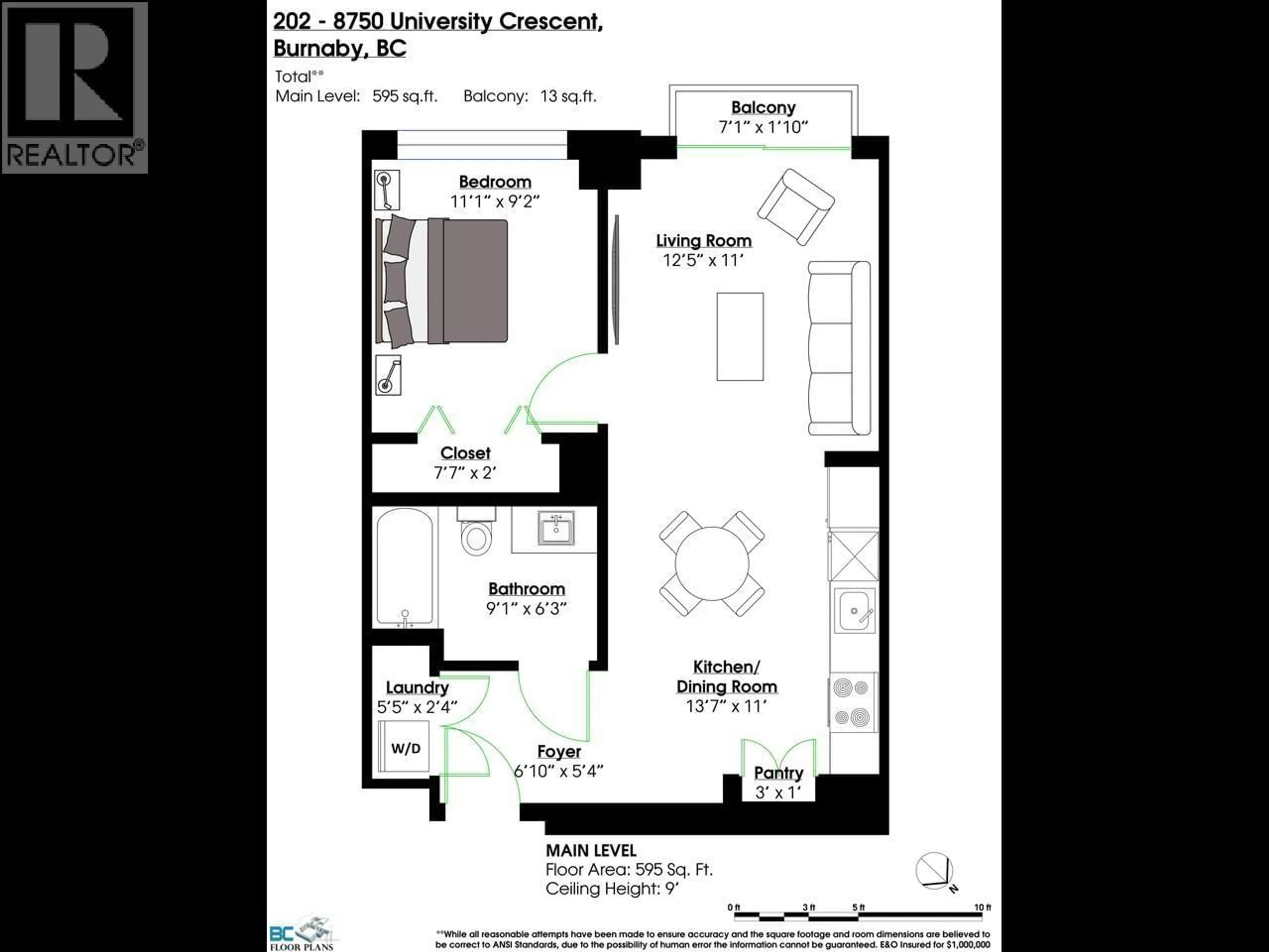 Floor plan for 202 - 8750 UNIVERSITY CRESCENT, Burnaby British Columbia V5A0G9