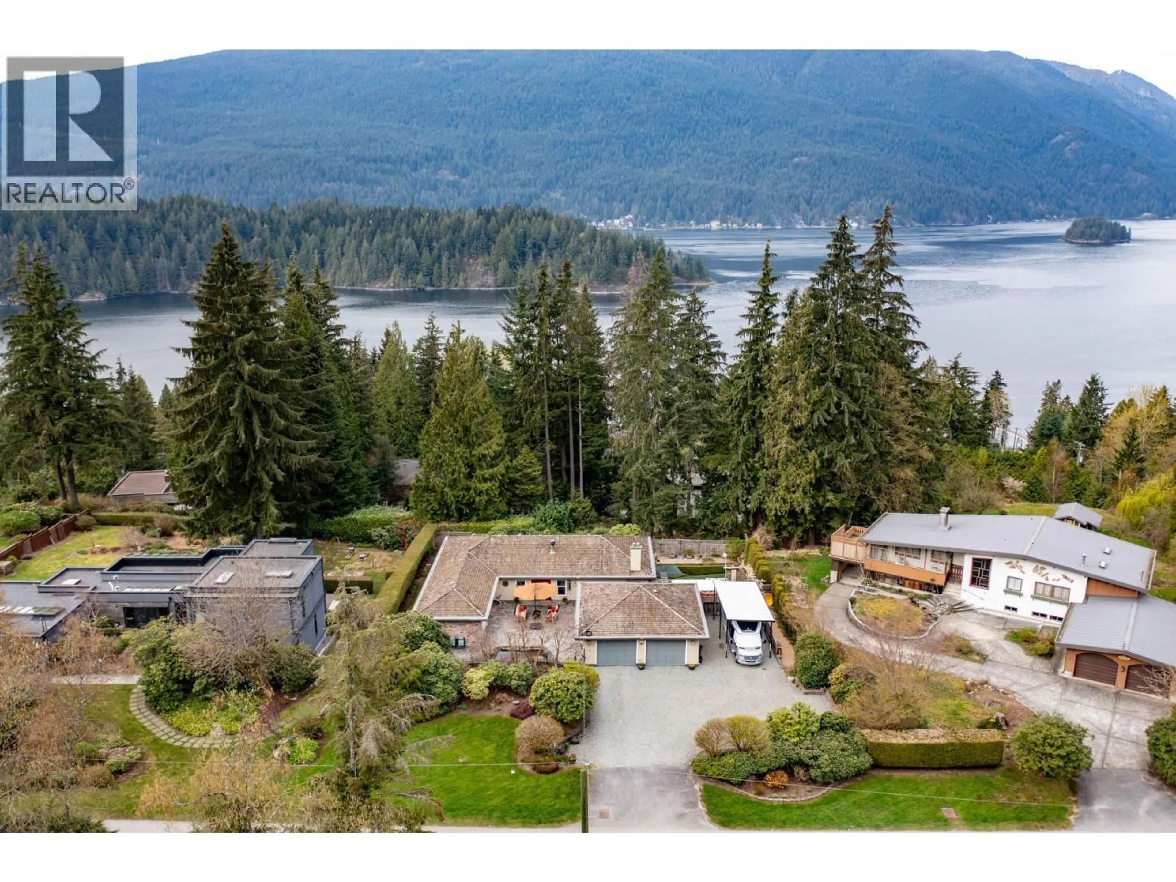 A pic from outside/outdoor area/front of a property/back of a property/a pic from drone, water/lake/river/ocean view for 3535 MAIN AVENUE, Belcarra British Columbia V3H4R2