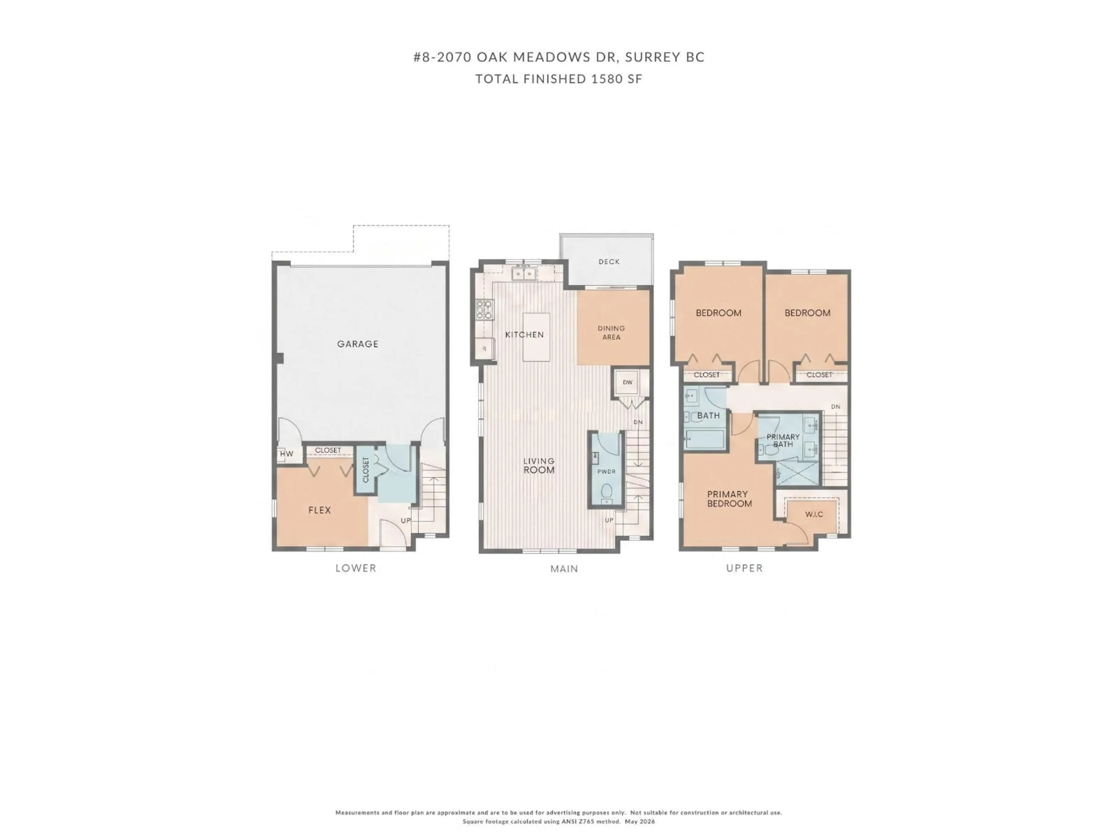 Floor plan for 8 - 2070 OAK MEADOWS DRIVE, Surrey British Columbia V3Z1J1