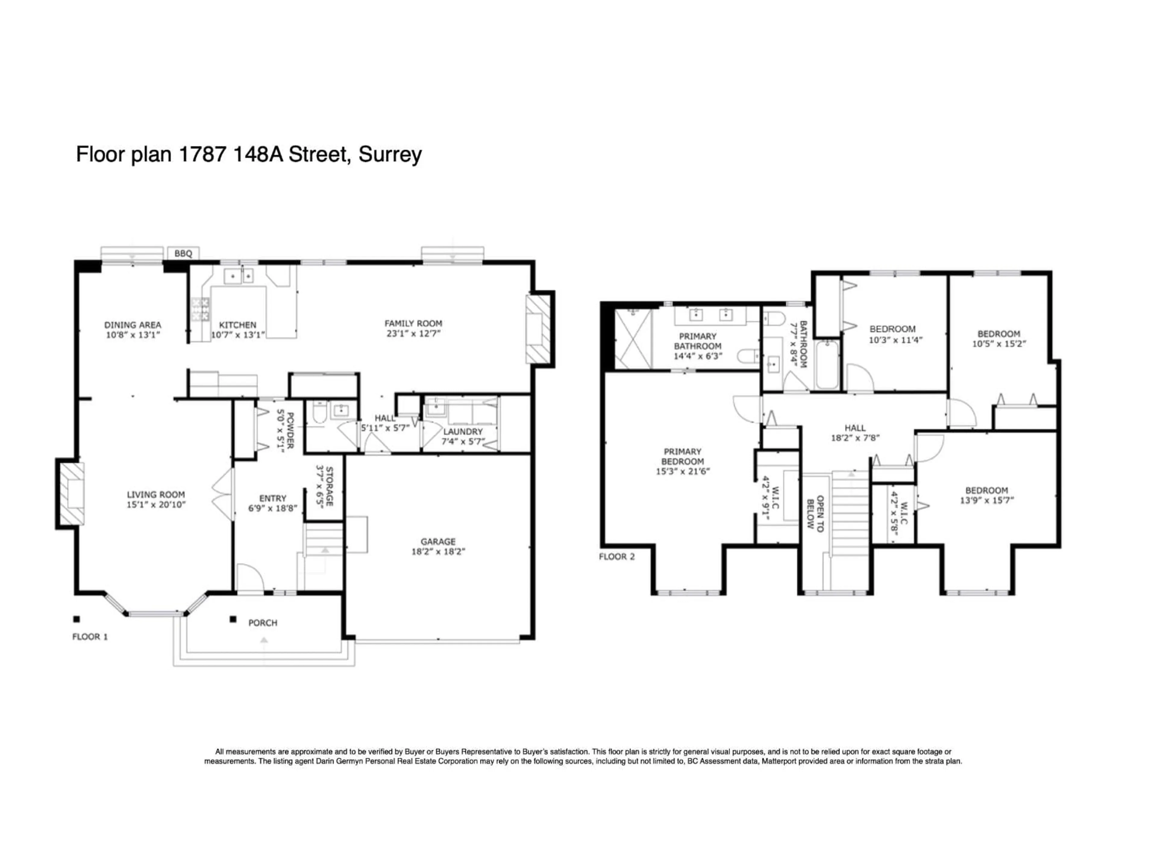 Floor plan for 1787 148A STREET, Surrey British Columbia V4A6G5