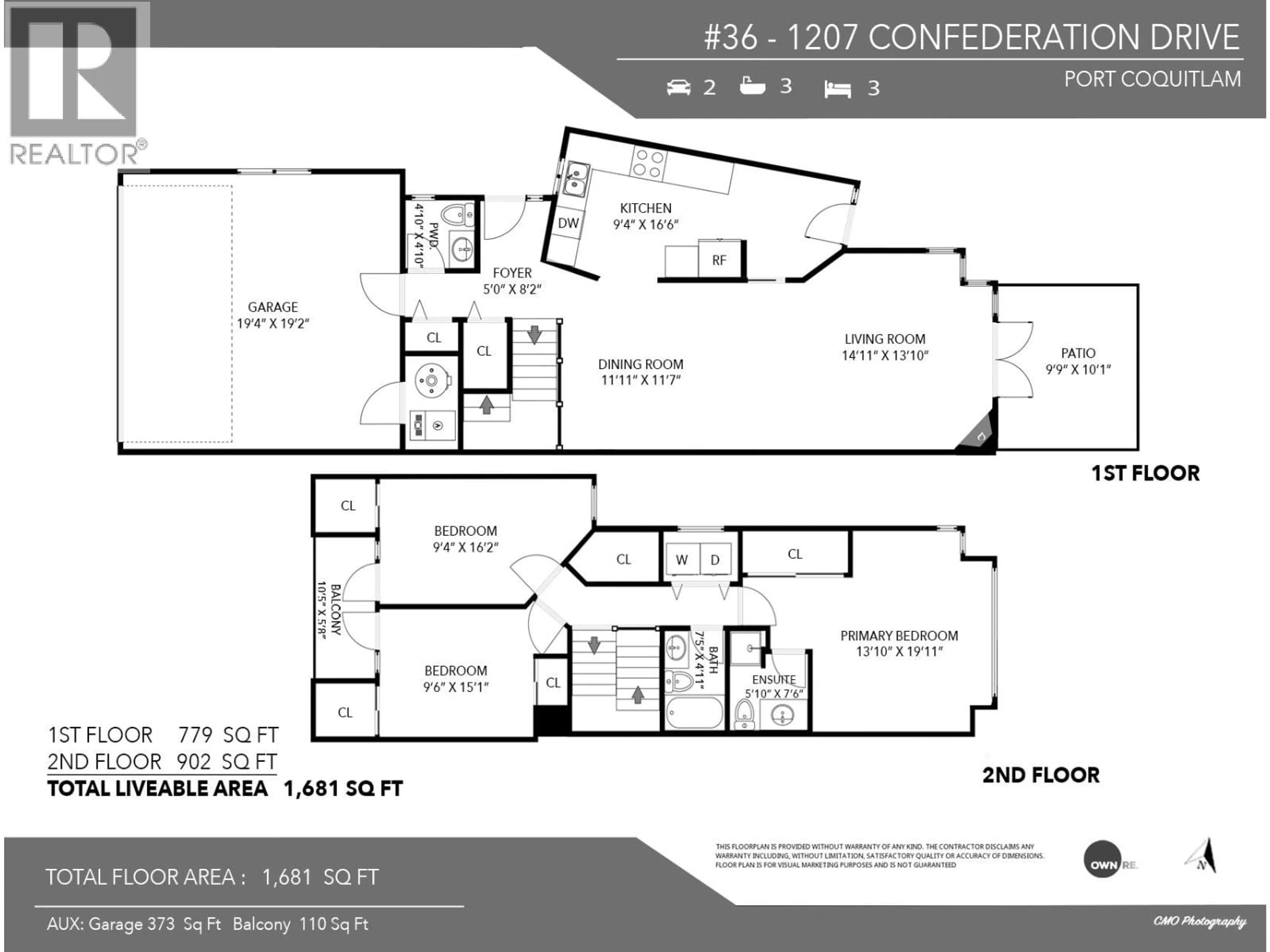Floor plan for 36 - 1207 CONFEDERATION DRIVE, Port Coquitlam British Columbia V3C6B8