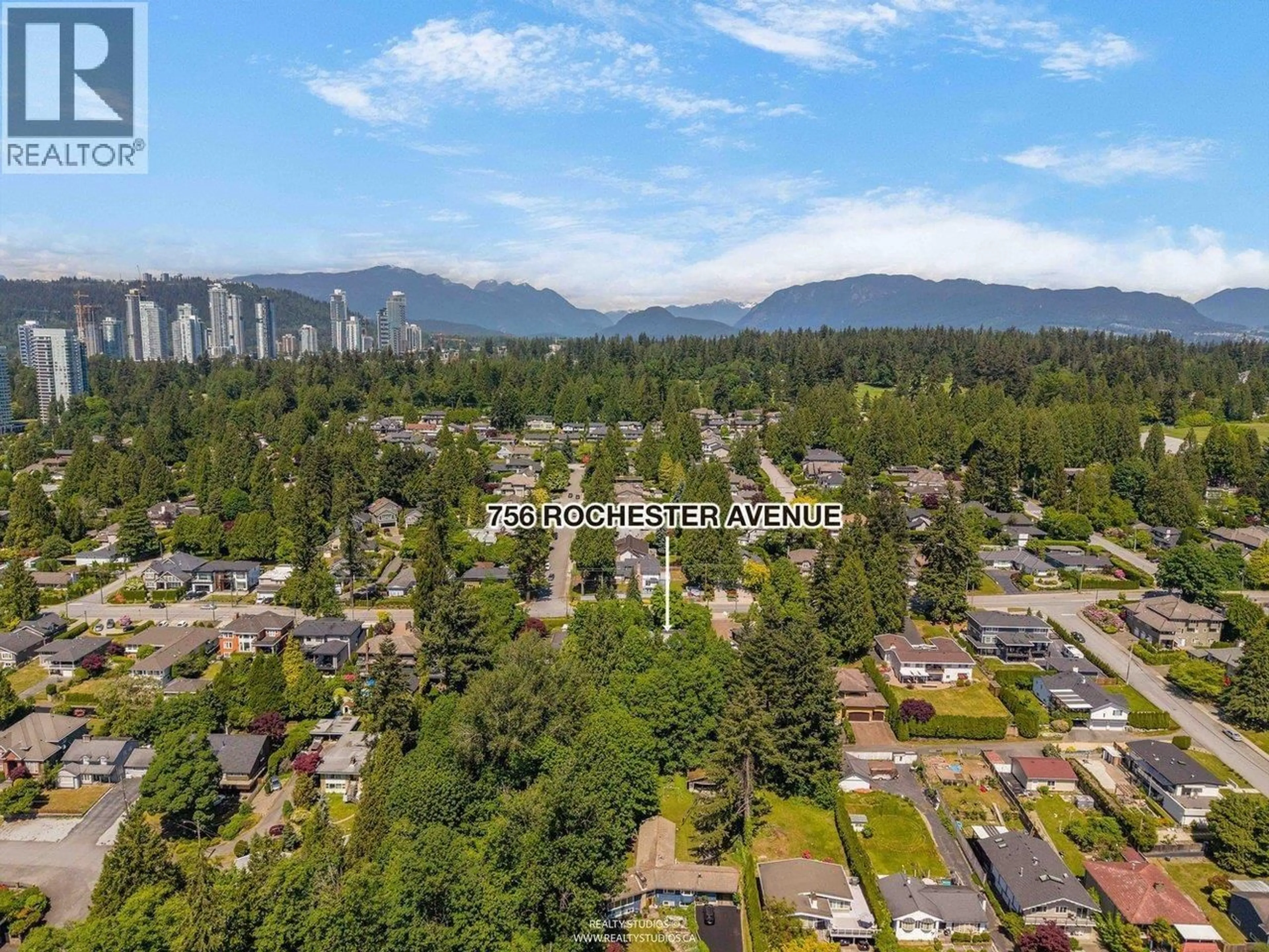 A pic from outside/outdoor area/front of a property/back of a property/a pic from drone, mountain view for 756 ROCHESTER AVENUE, Coquitlam British Columbia V3K2V8
