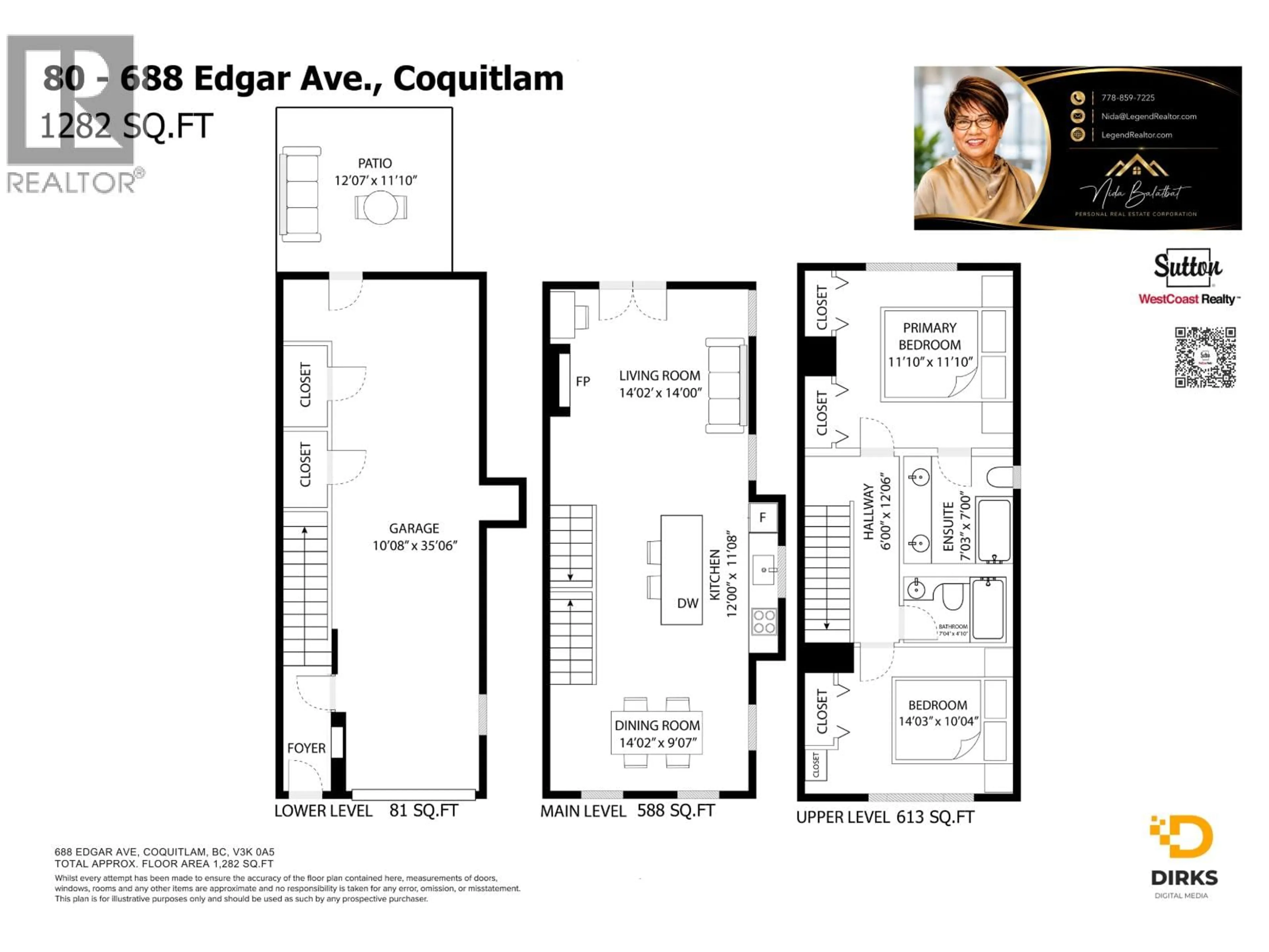 Floor plan for 80 - 688 EDGAR AVENUE, Coquitlam British Columbia V3K0A5