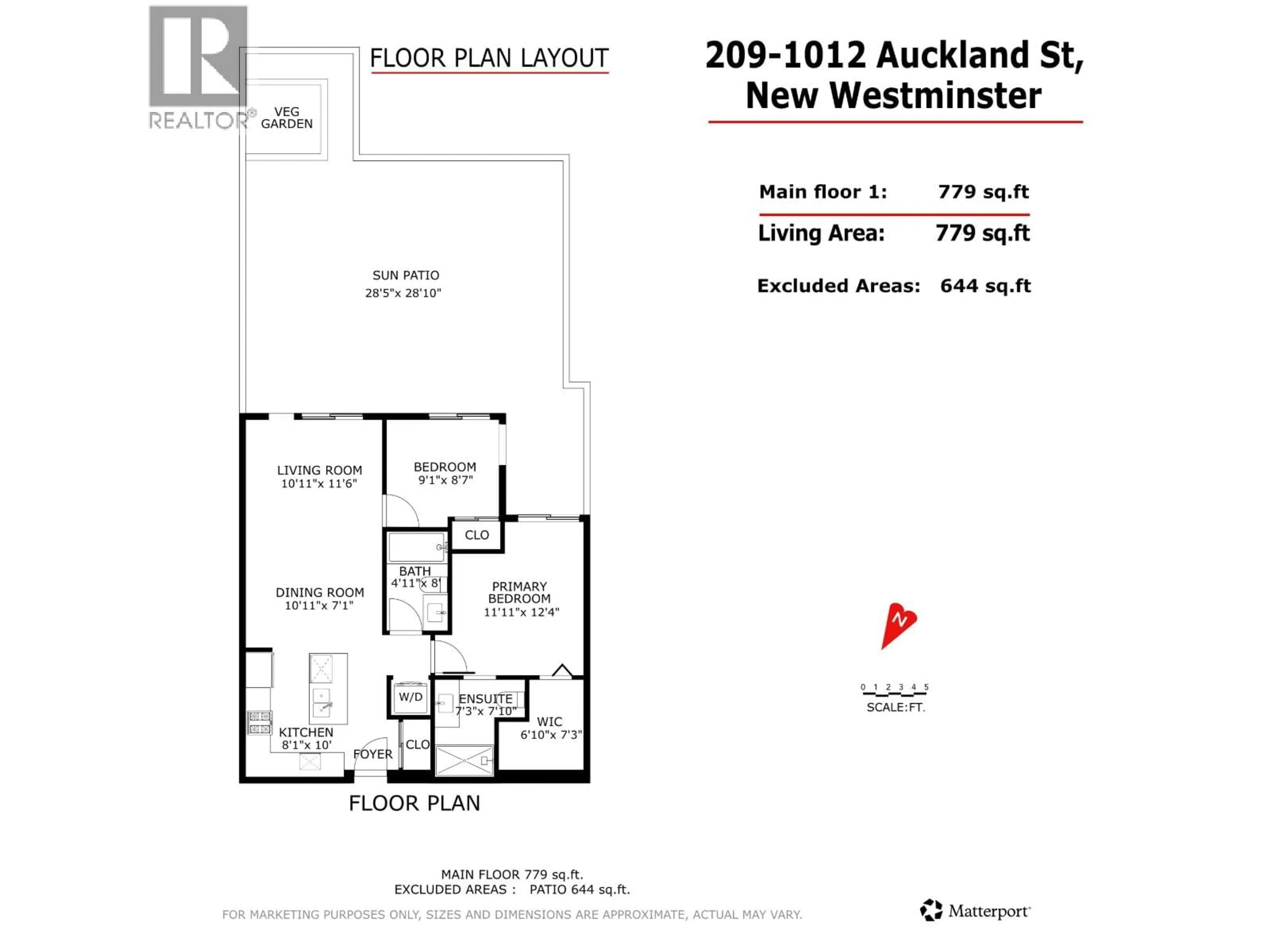 Floor plan for 209 - 1012 AUCKLAND STREET, New Westminster British Columbia V3M0M3