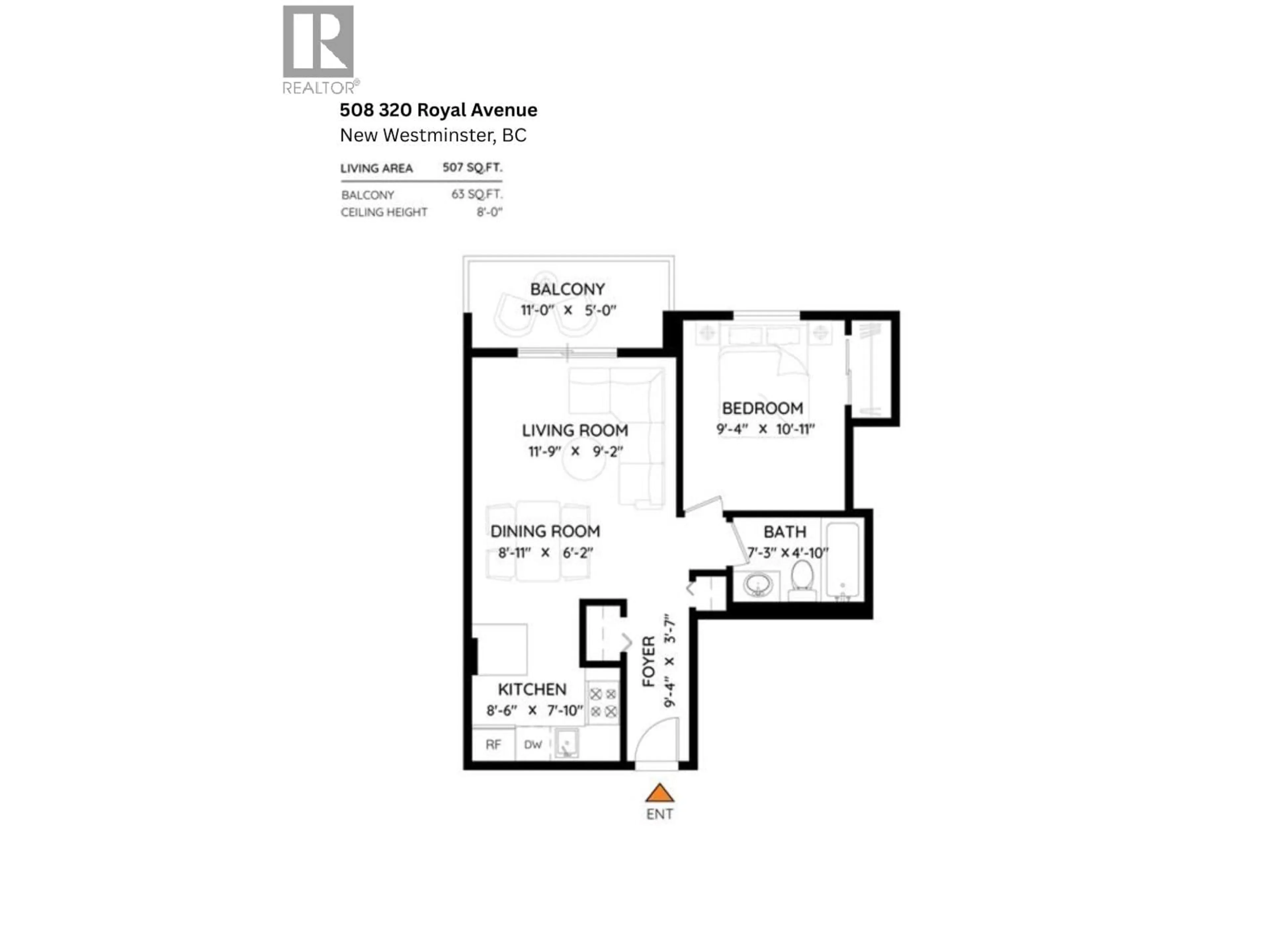 Floor plan for 508 - 320 ROYAL AVENUE, New Westminster British Columbia V3L5C6
