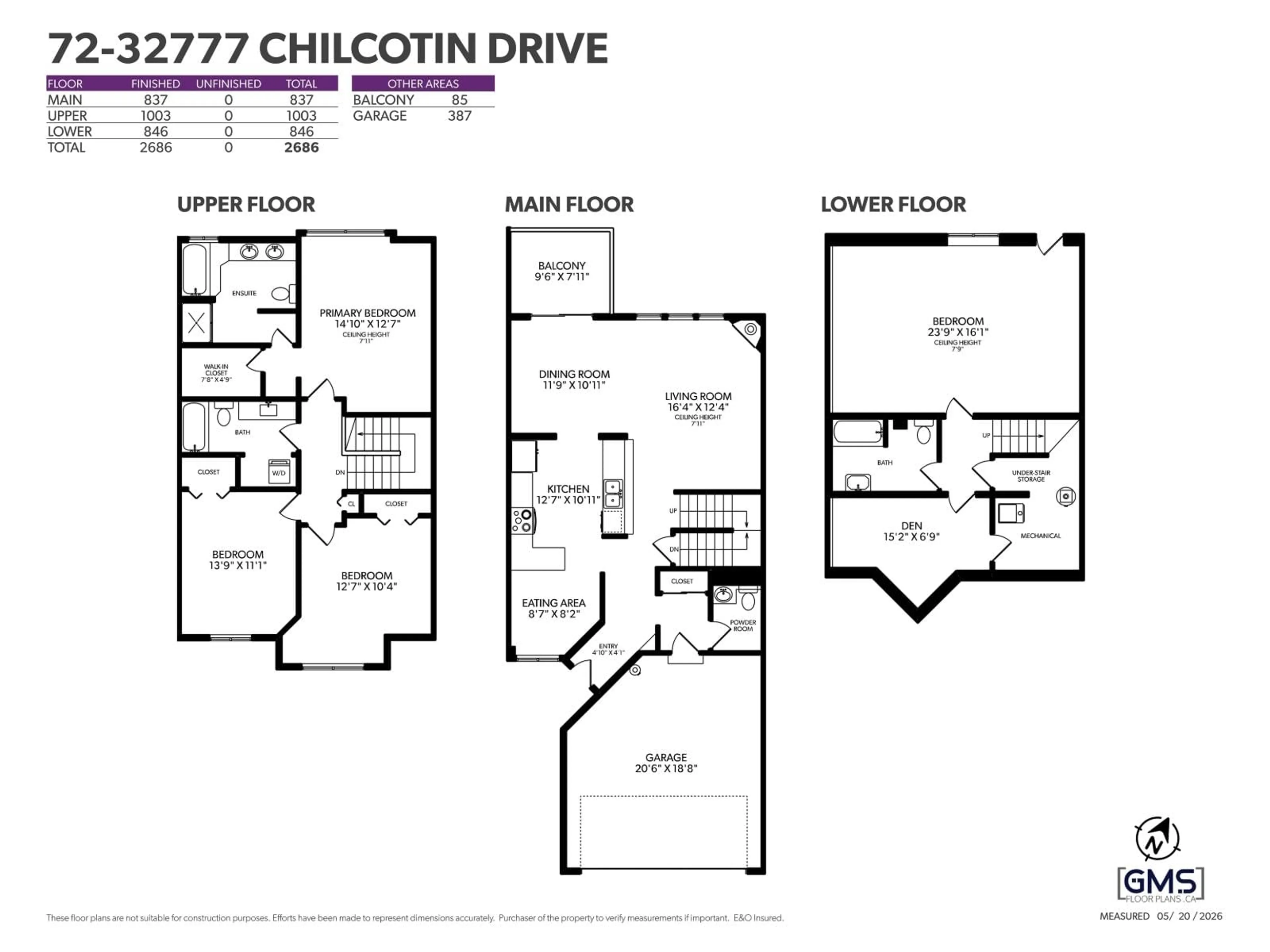Floor plan for 72 - 32777 CHILCOTIN DRIVE, Abbotsford British Columbia V2T5W4