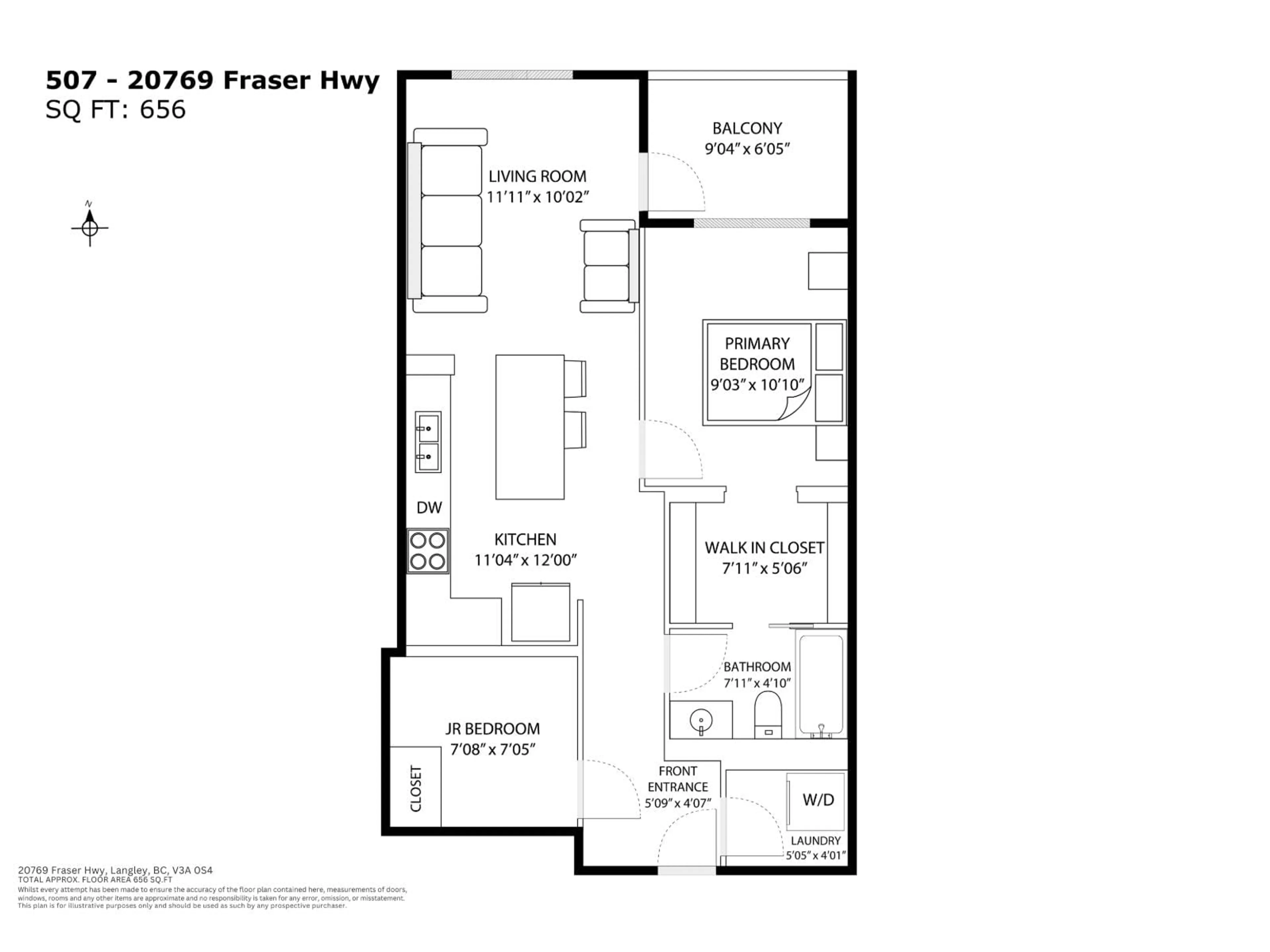 Floor plan for 507 - 20769 FRASER HIGHWAY, Langley British Columbia V3A0S4