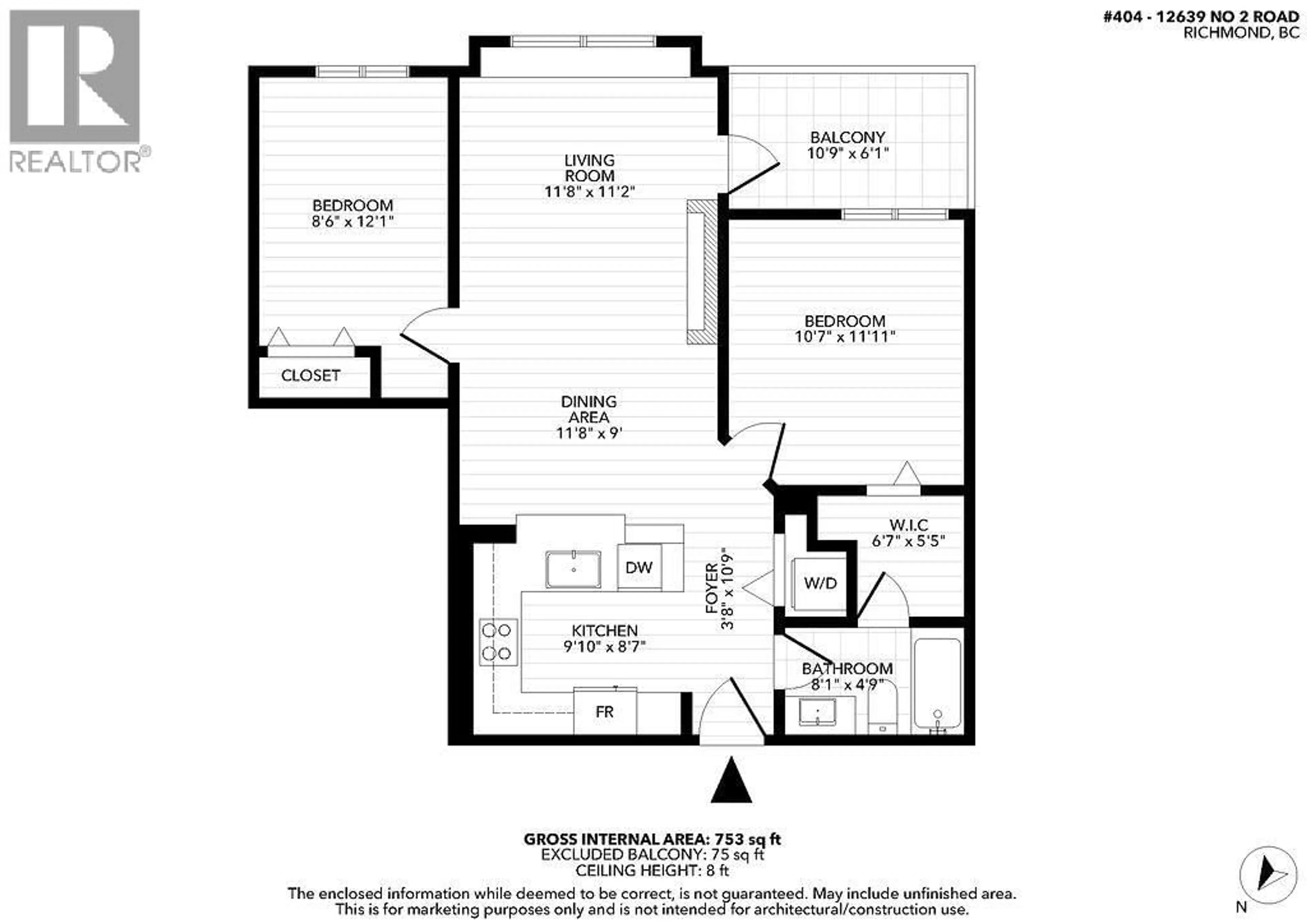 Floor plan for 404 - 12639 NO. 2 ROAD, Richmond British Columbia V7E6N6