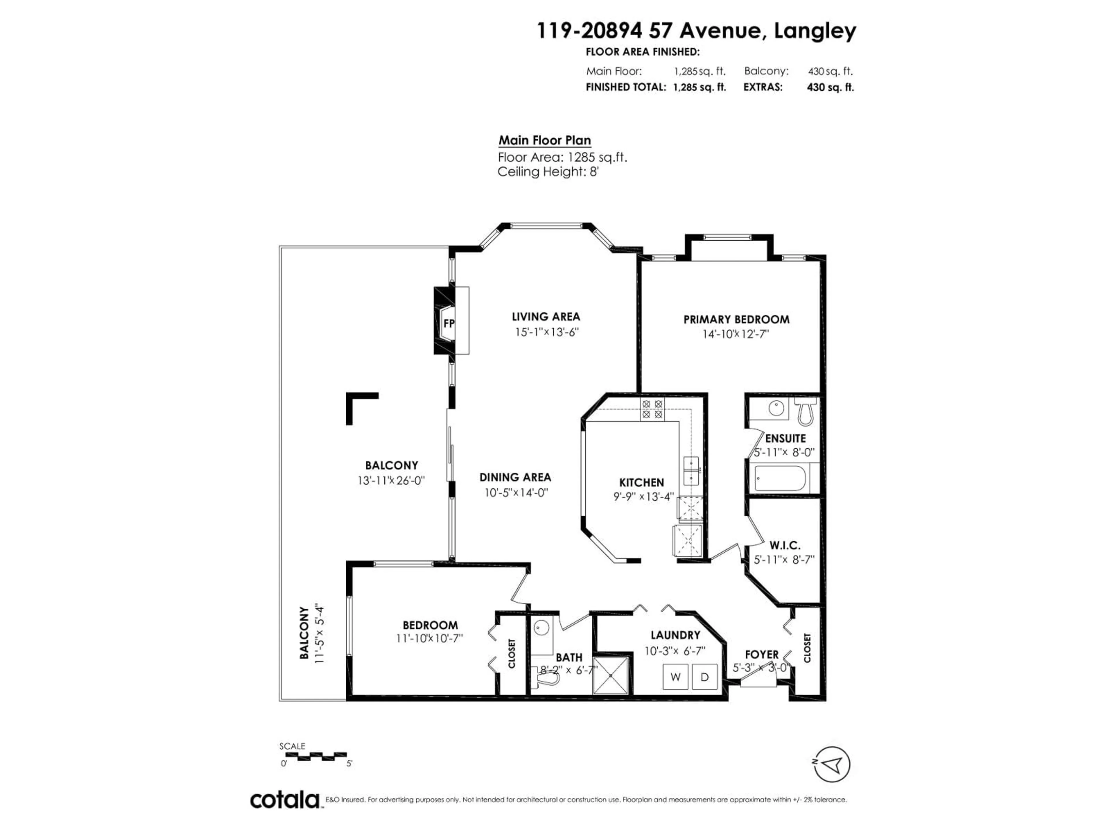 Floor plan for 119 - 20894 57 AVENUE, Langley British Columbia V3A8M7