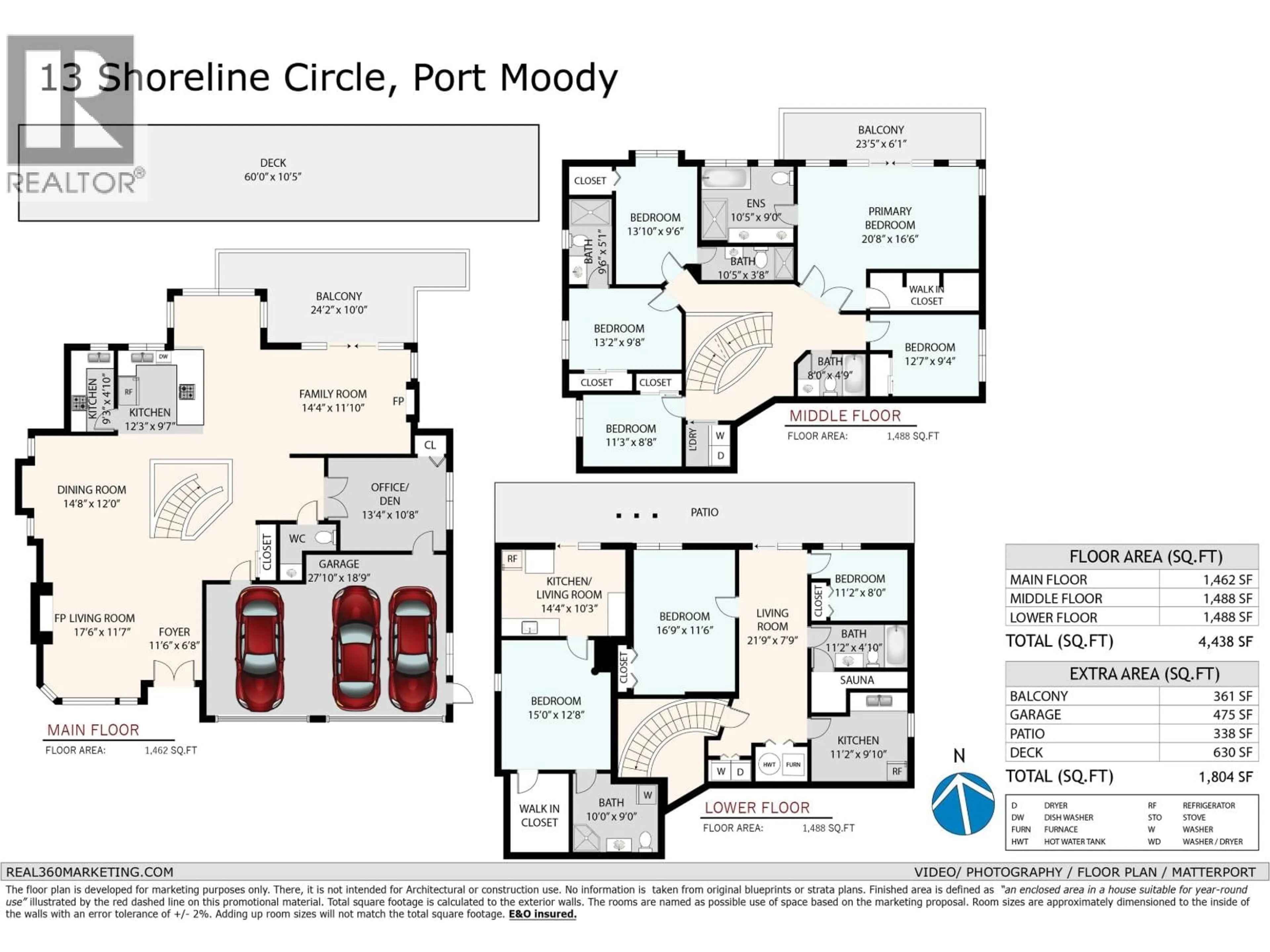 Floor plan for 13 SHORELINE CIRCLE, Port Moody British Columbia V3H4T9