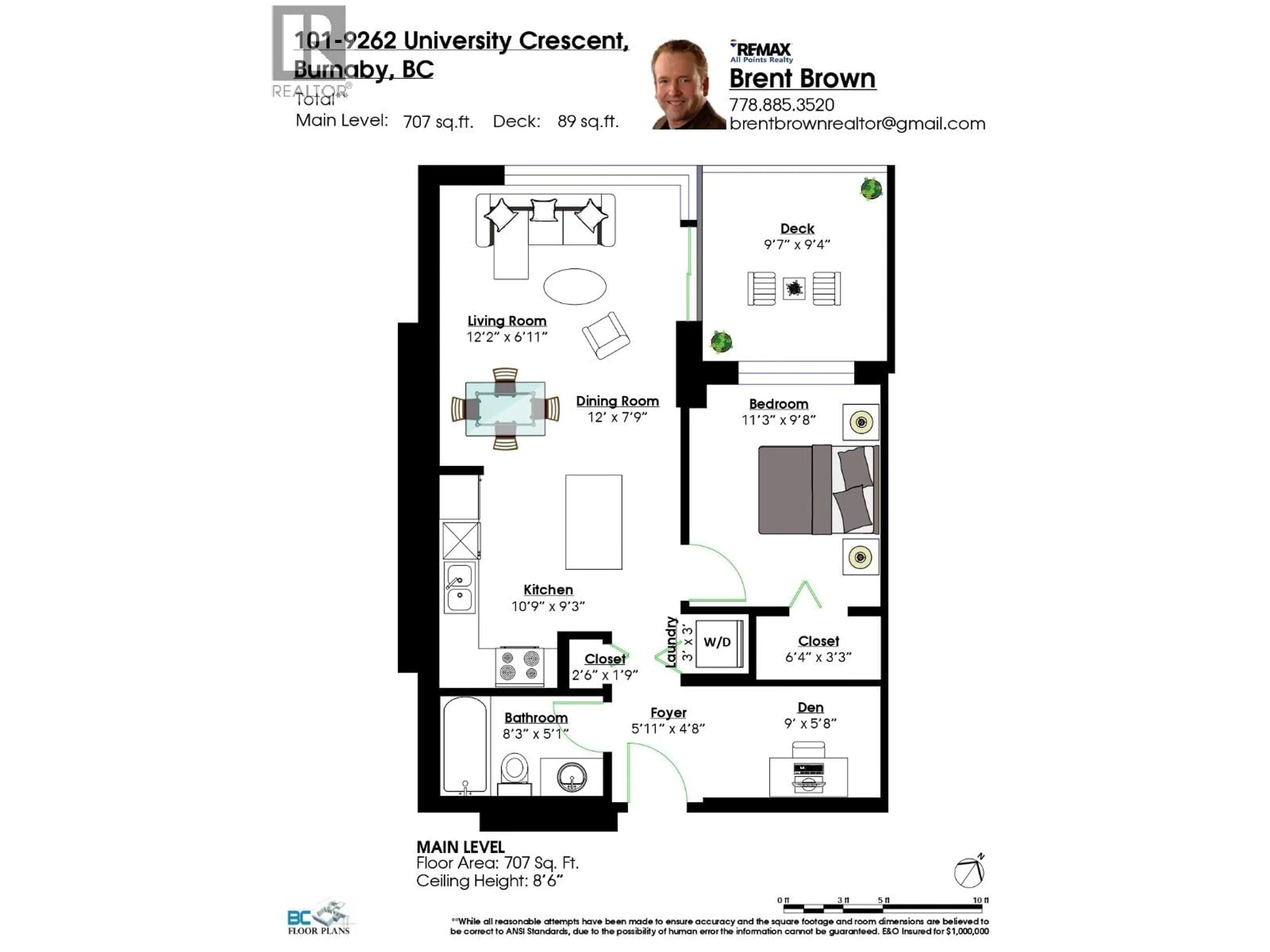 Floor plan for 101 - 9262 UNIVERSITY CRESCENT, Burnaby British Columbia V5A0A4