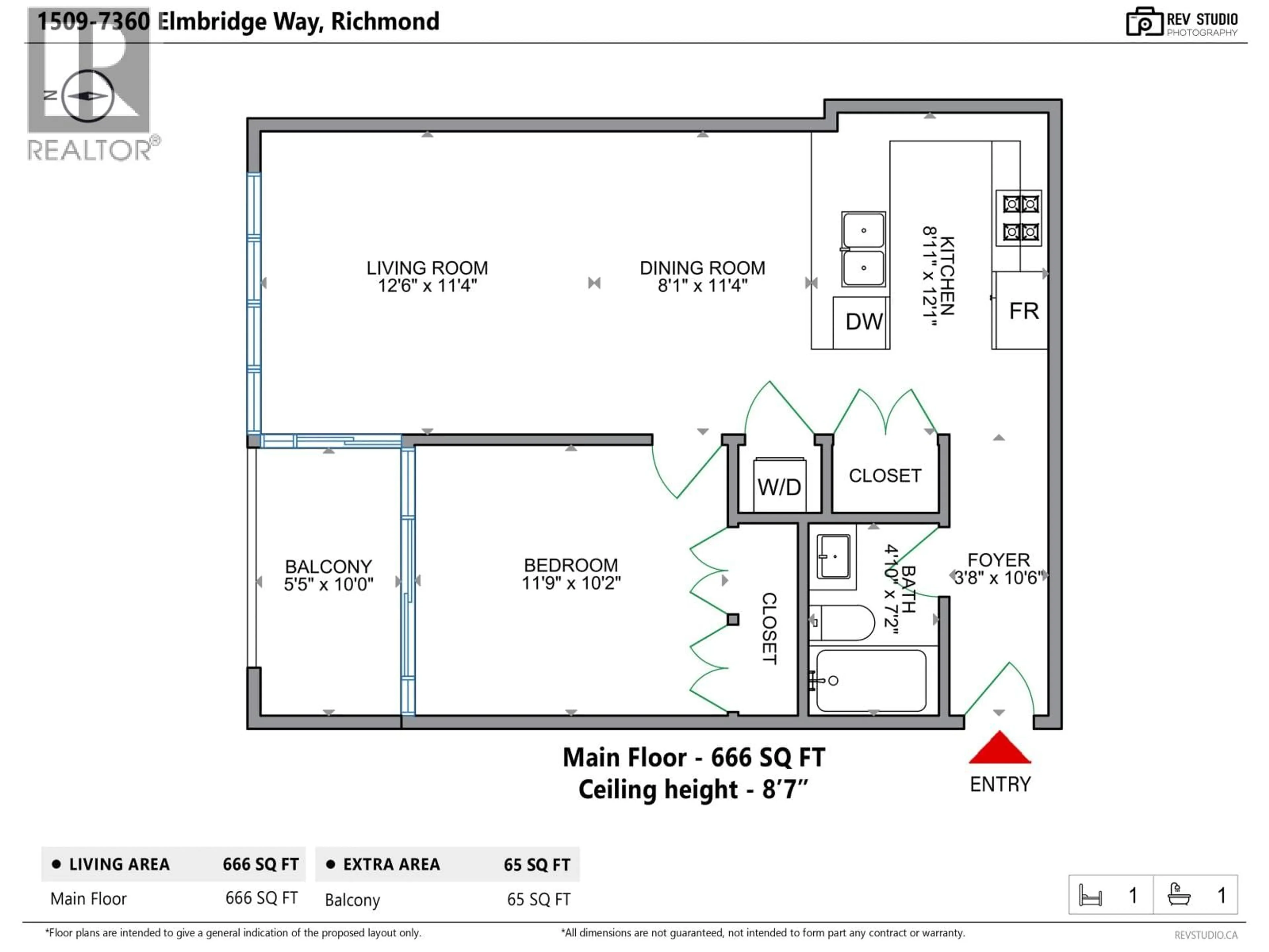 Floor plan for 1509 - 7360 ELMBRIDGE WAY, Richmond British Columbia V6X0A5