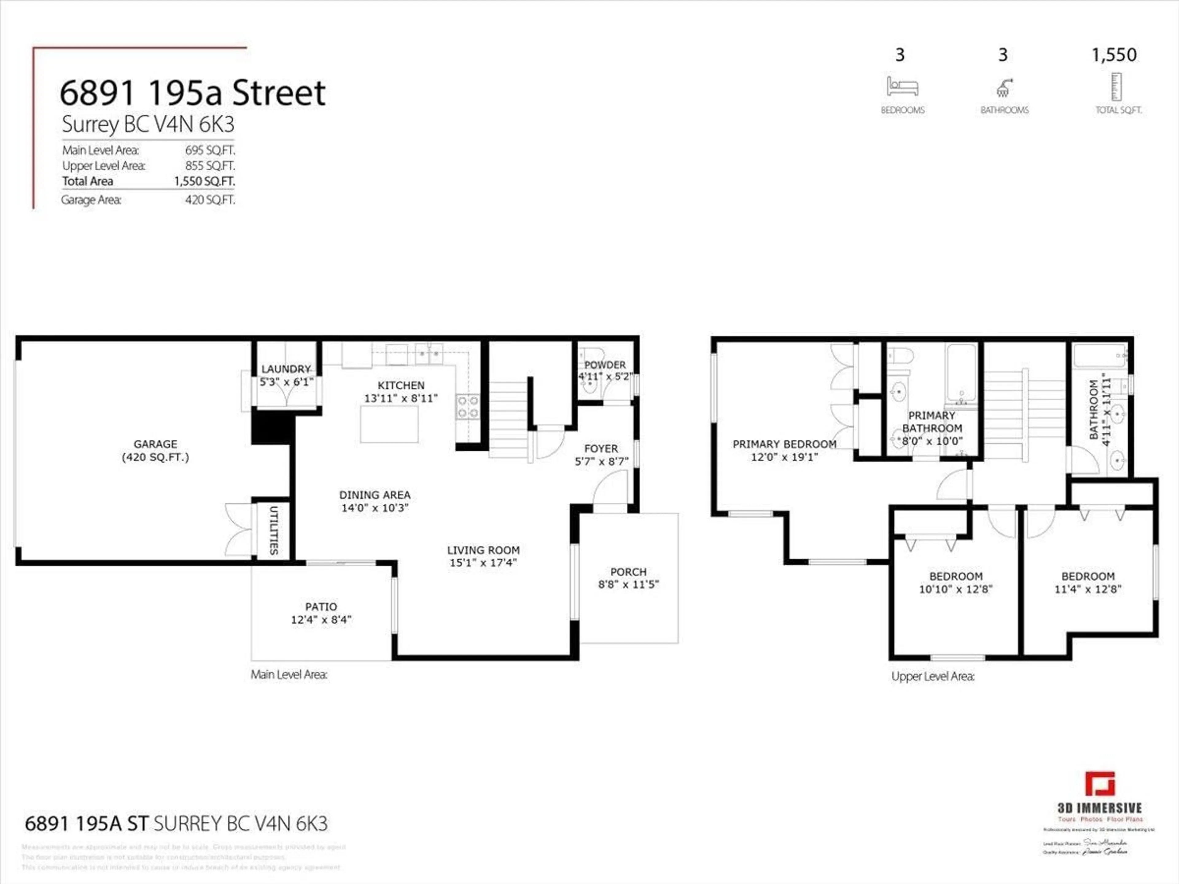Floor plan for 6891 195A STREET, Surrey British Columbia V4N6K3