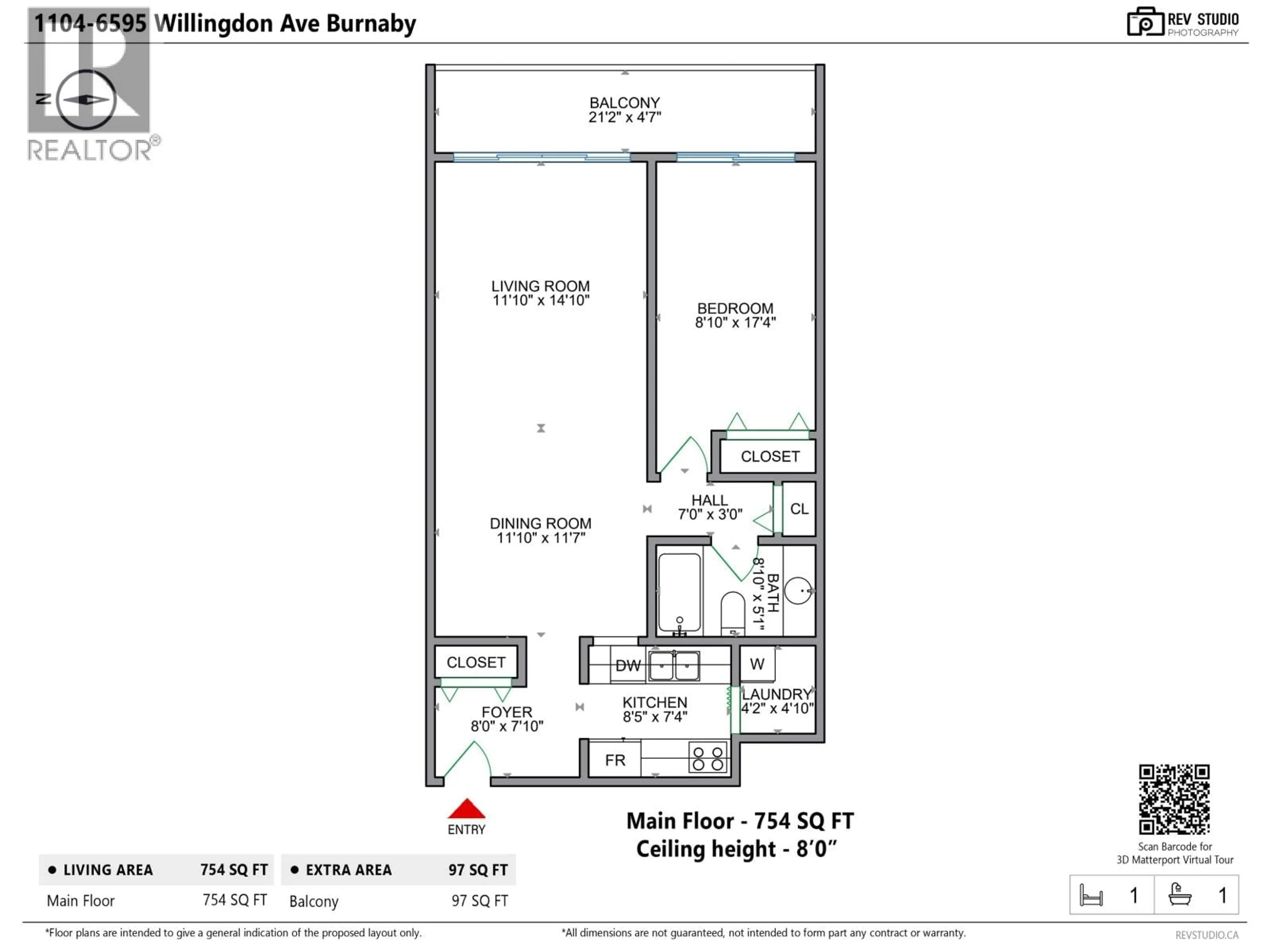 Floor plan for 1104 - 6595 WILLINGDON AVENUE, Burnaby British Columbia V5H4E5