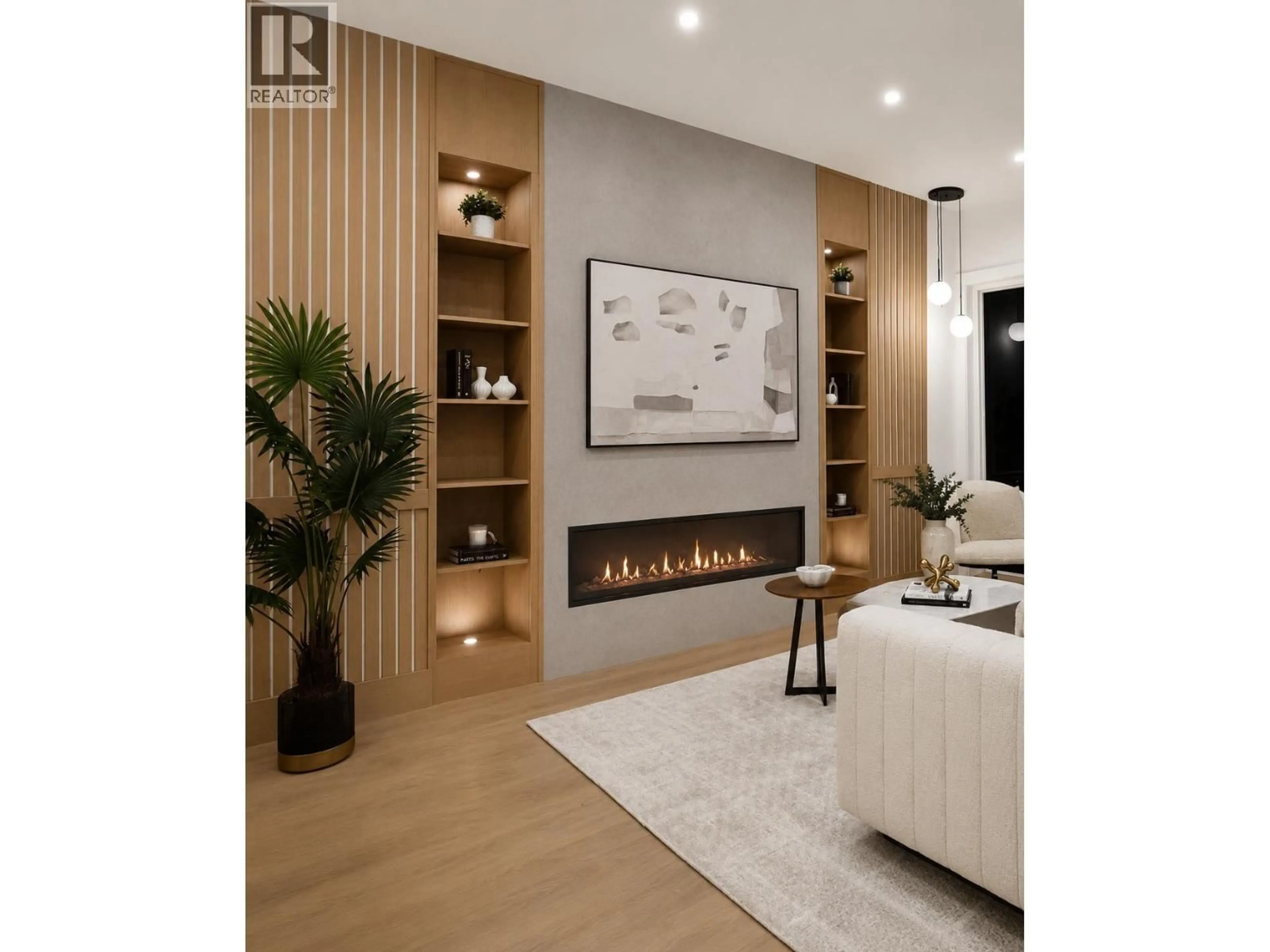 Living room with furniture, wood/laminate floor for 1 - 1065 RIDLEY DRIVE, Burnaby British Columbia V5A2N7