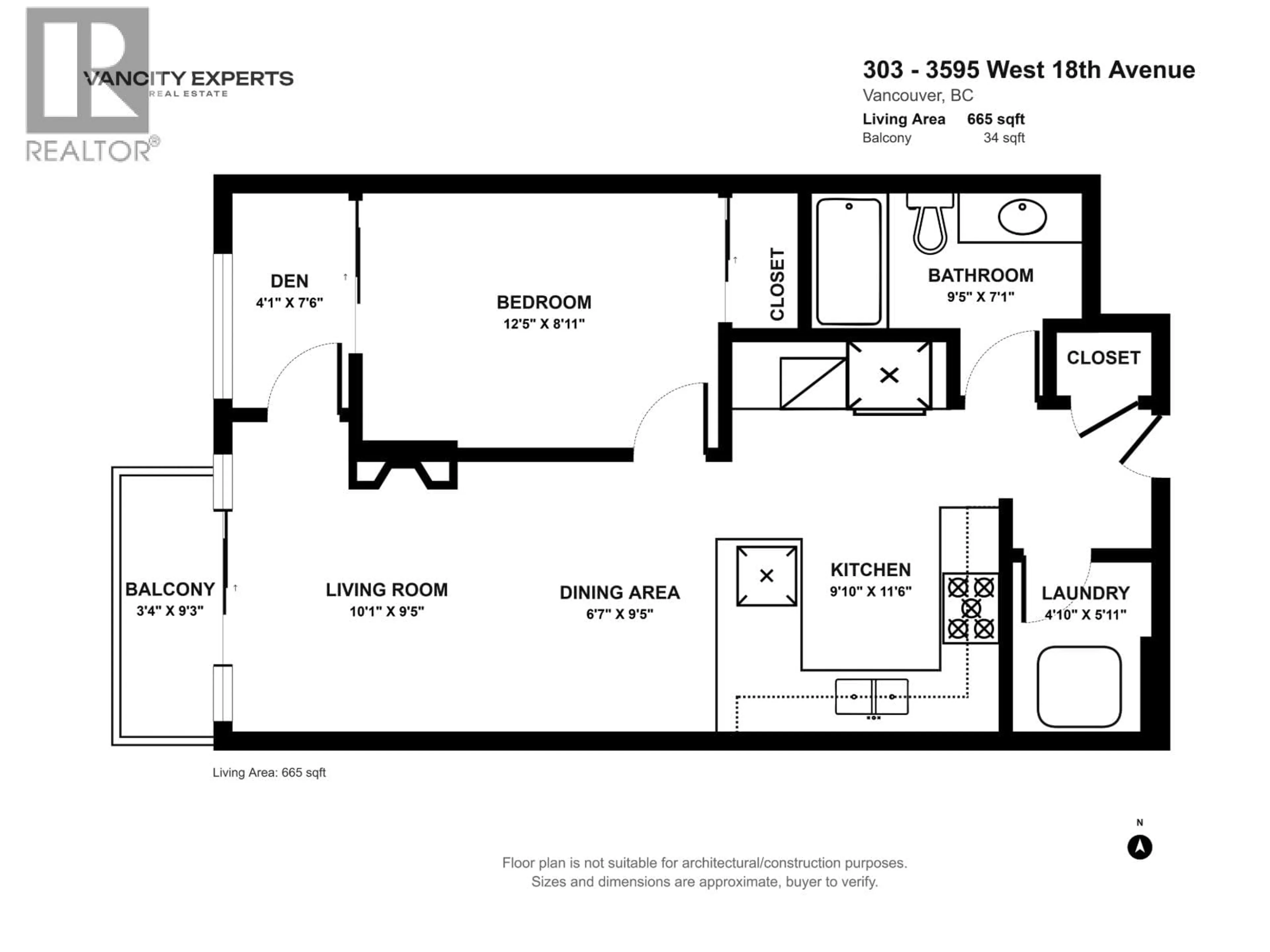 Floor plan for 303 - 3595 18TH AVENUE, Vancouver British Columbia V6S1A9