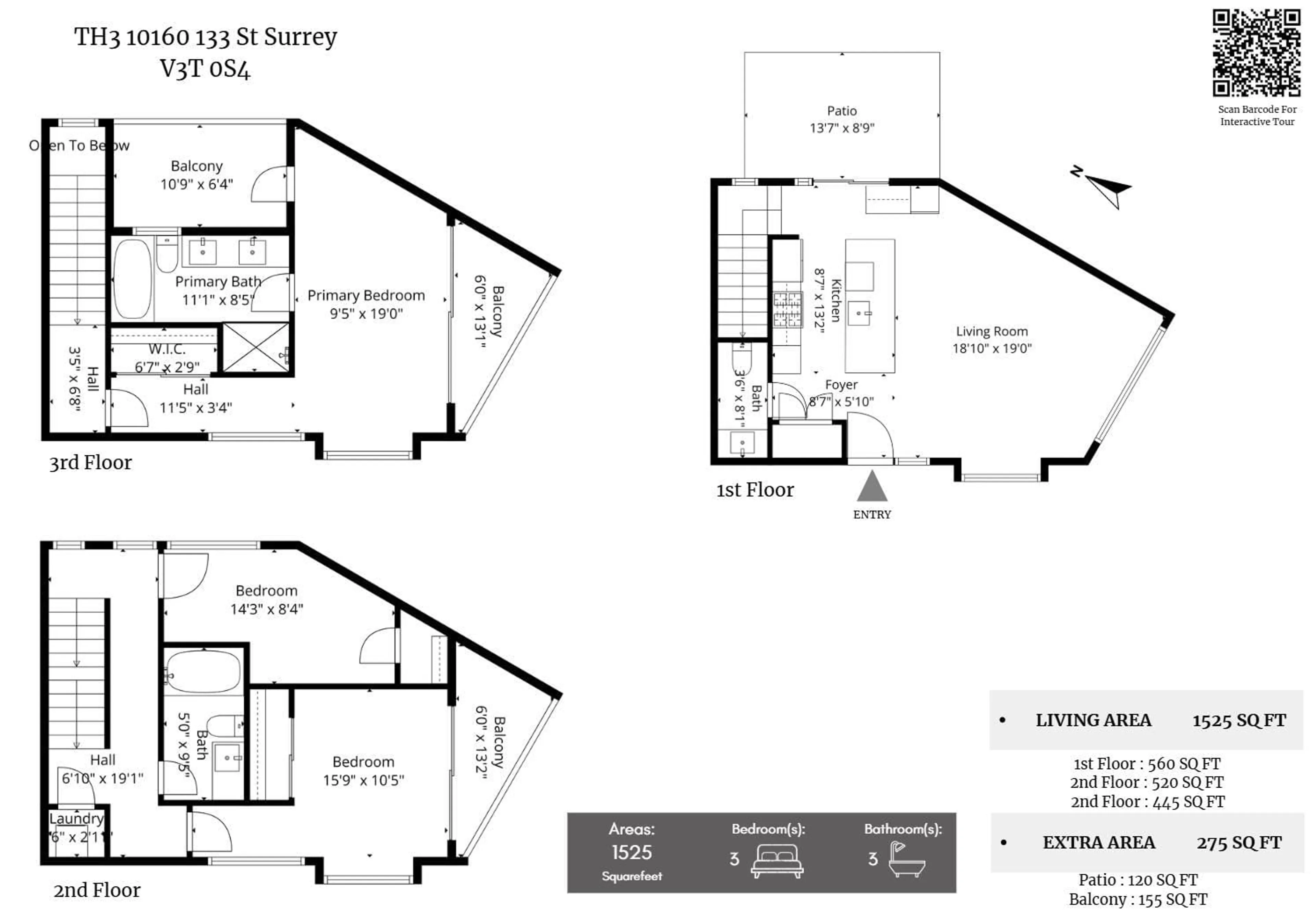 Floor plan for 3 - 10160 133 STREET, Surrey British Columbia V3T0S4