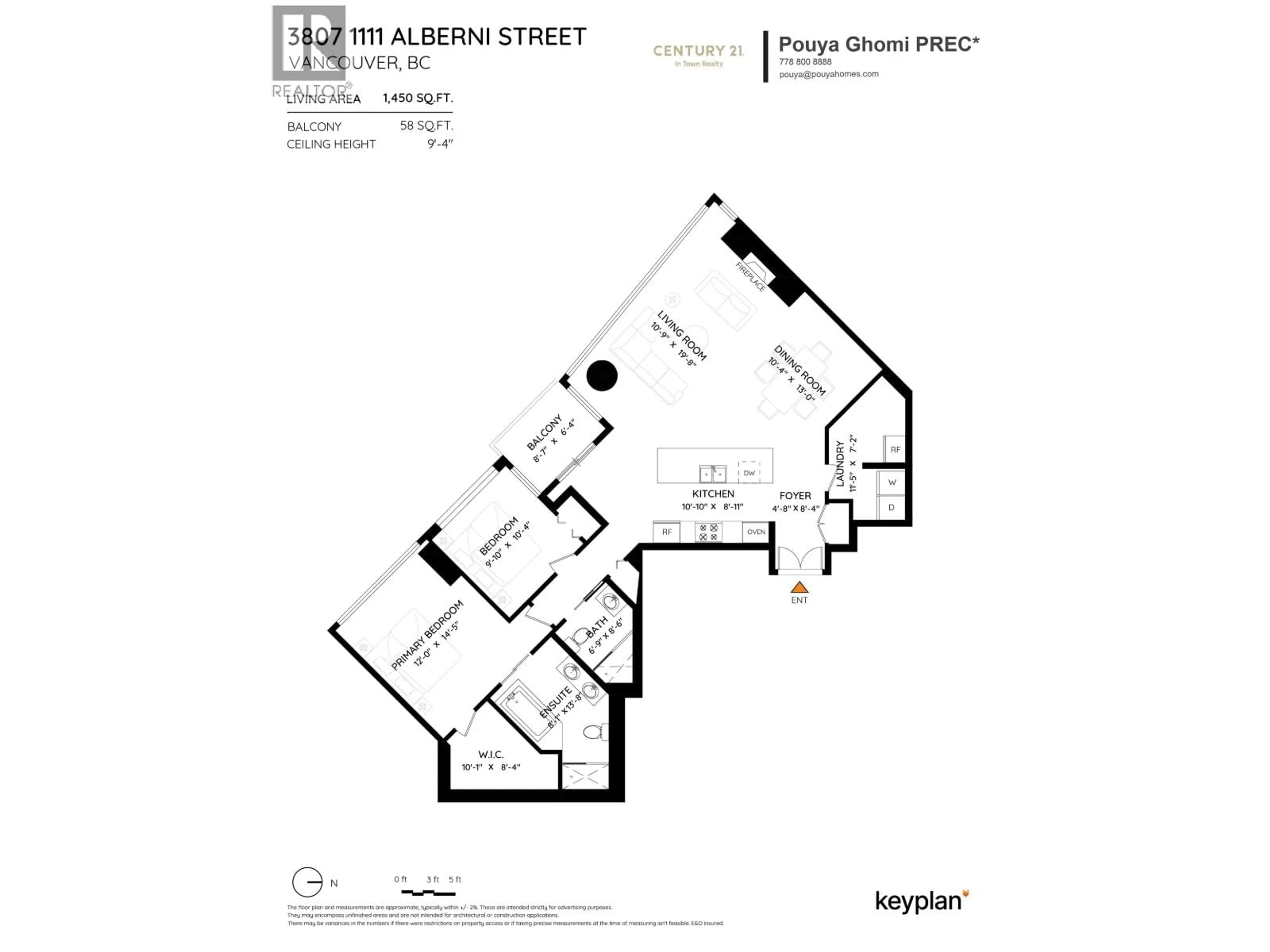 Floor plan for 3807 - 1111 ALBERNI STREET, Vancouver British Columbia V6E4V2