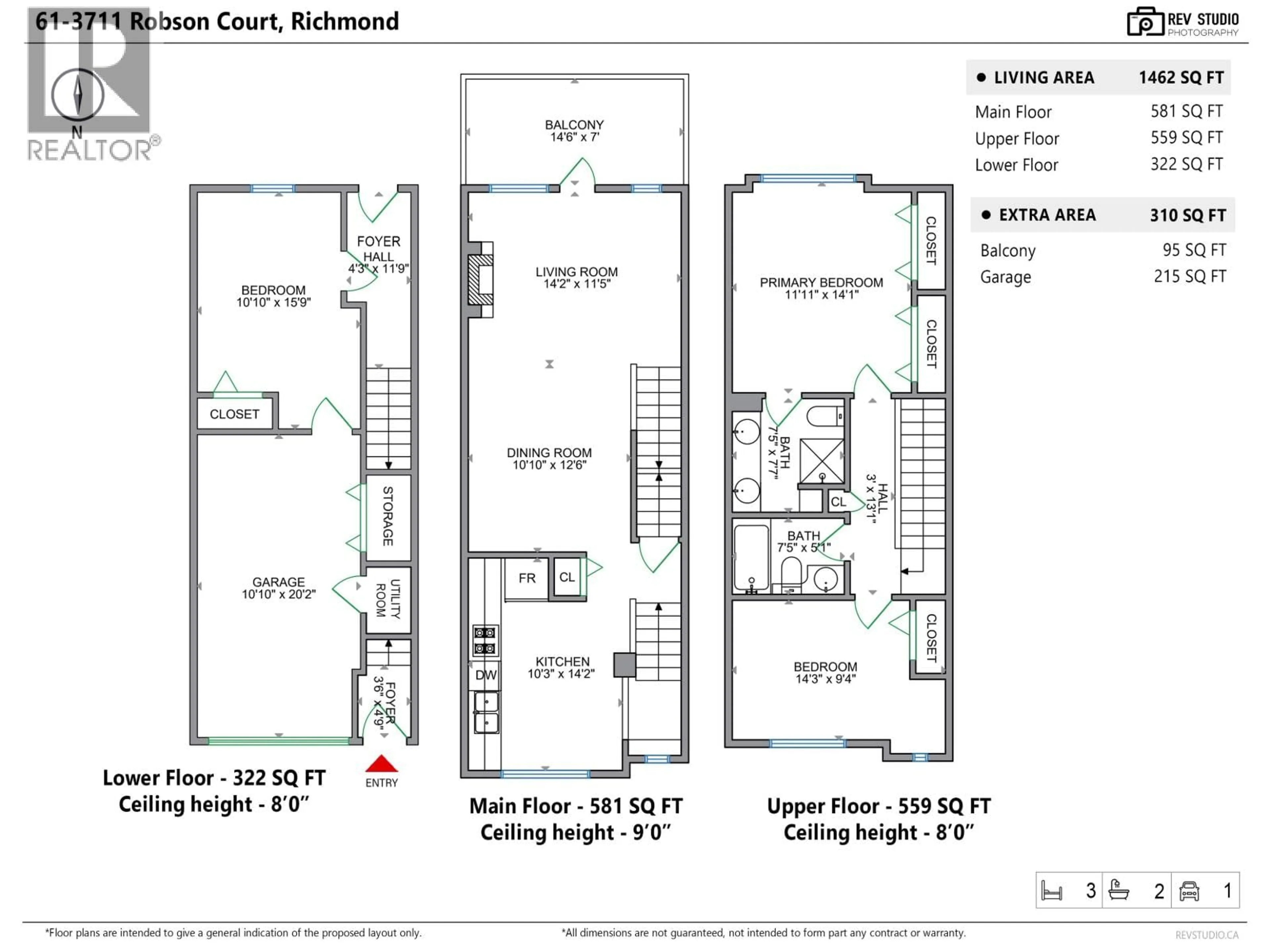 Floor plan for 61 - 3711 ROBSON COURT, Richmond British Columbia V7C5T8