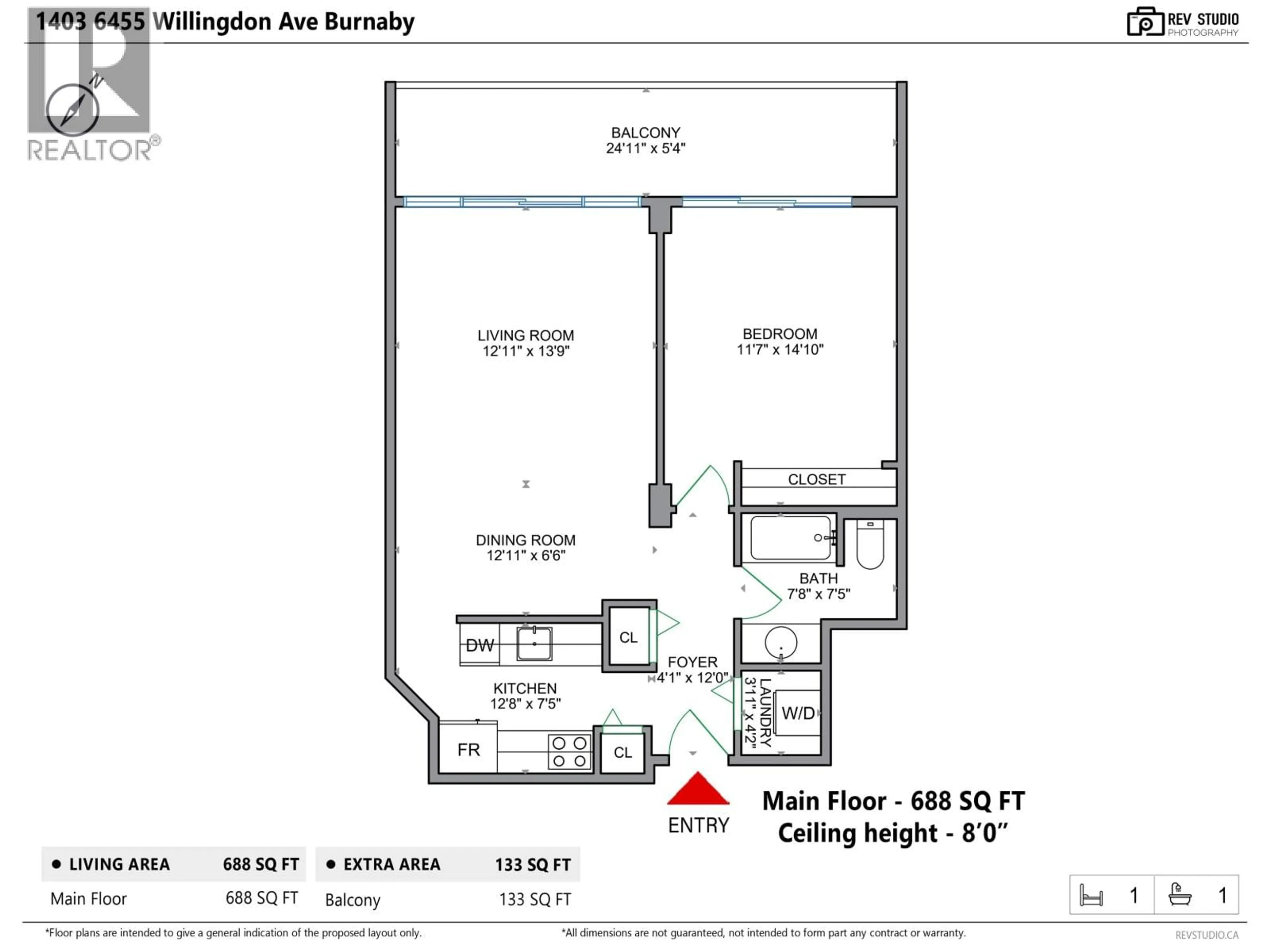 Floor plan for 1403 - 6455 WILLINGDON AVENUE, Burnaby British Columbia V5H4E4