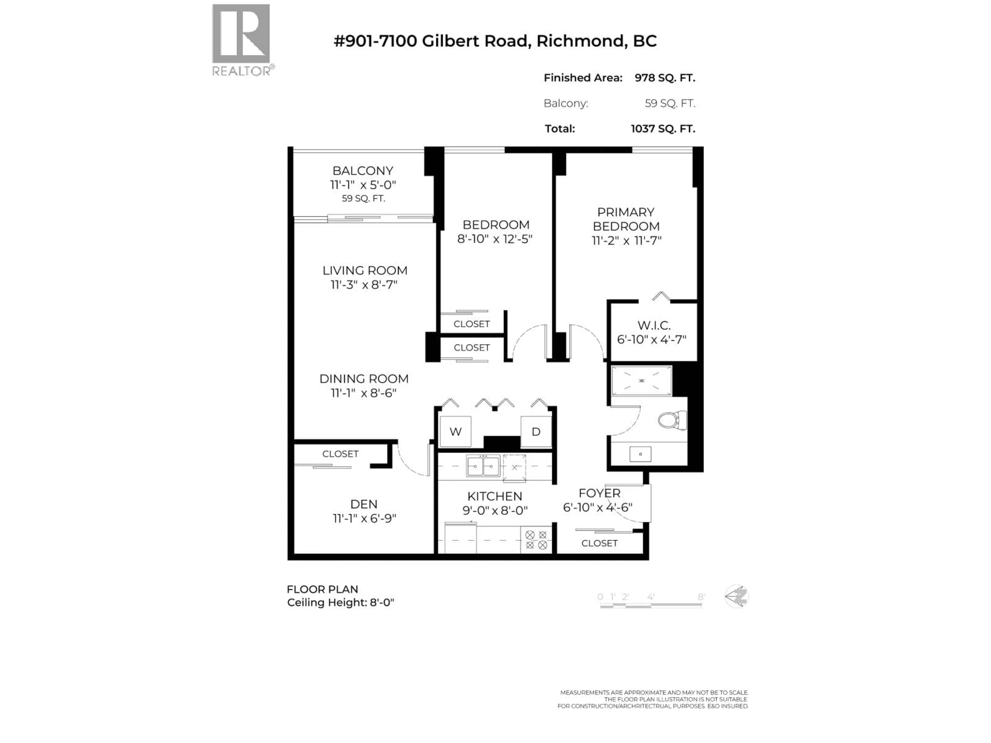 Floor plan for 901 - 7100 GILBERT ROAD, Richmond British Columbia V7C5C3