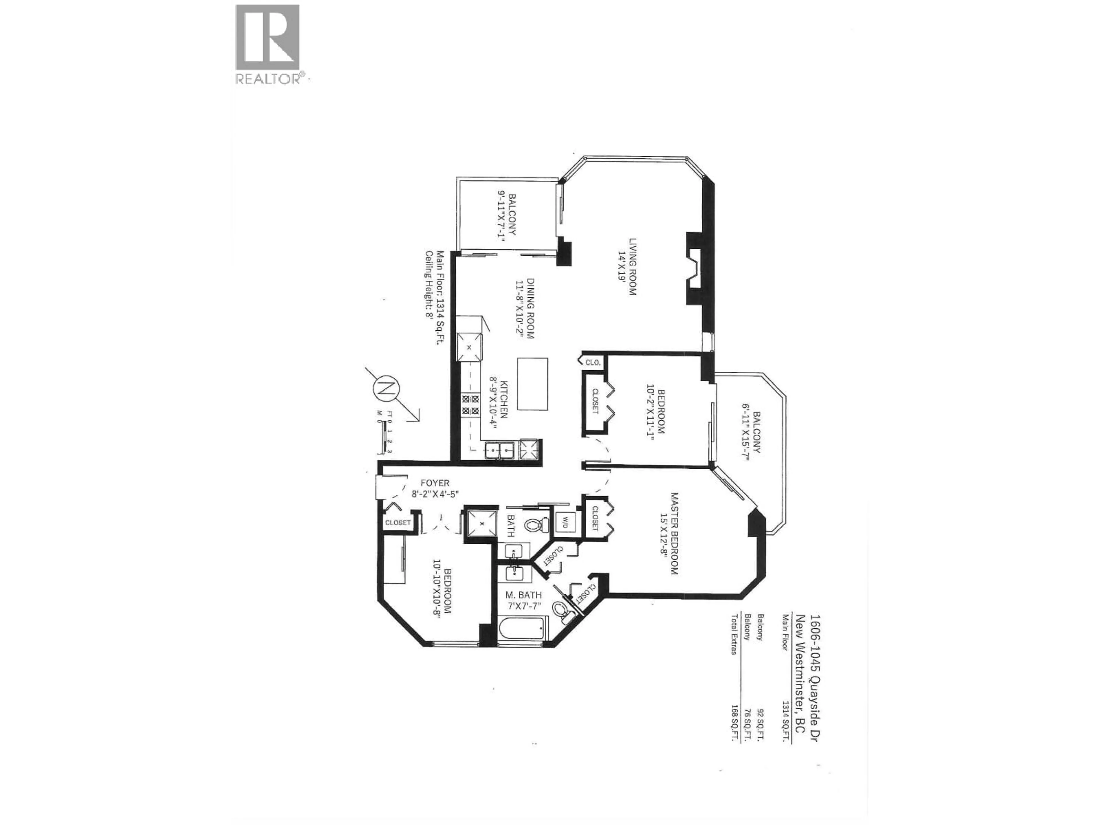 Floor plan for 1606 - 1045 QUAYSIDE DRIVE, New Westminster British Columbia V3M6C9