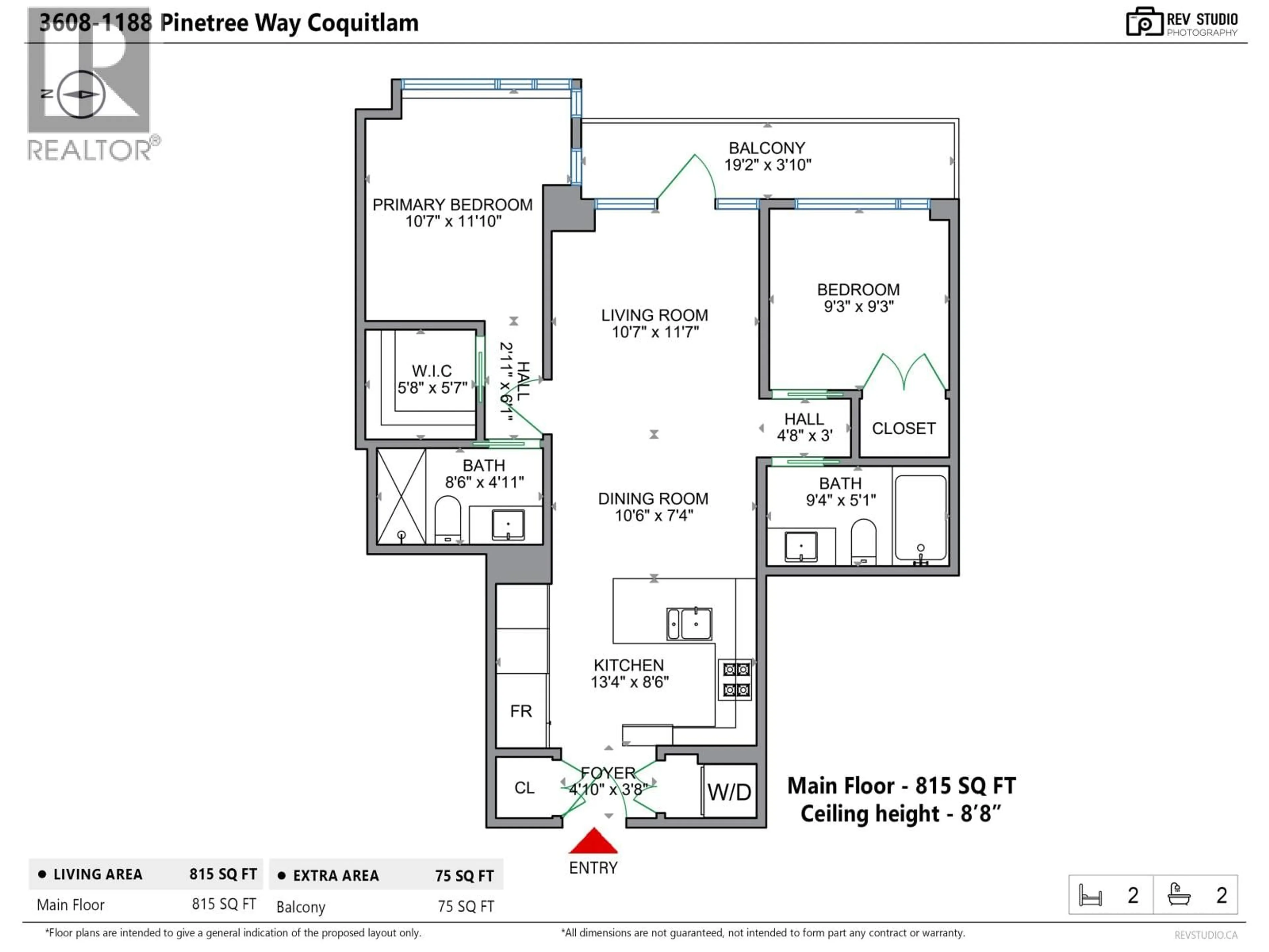 Floor plan for 3608 - 1188 PINETREE WAY, Coquitlam British Columbia V3B0K9