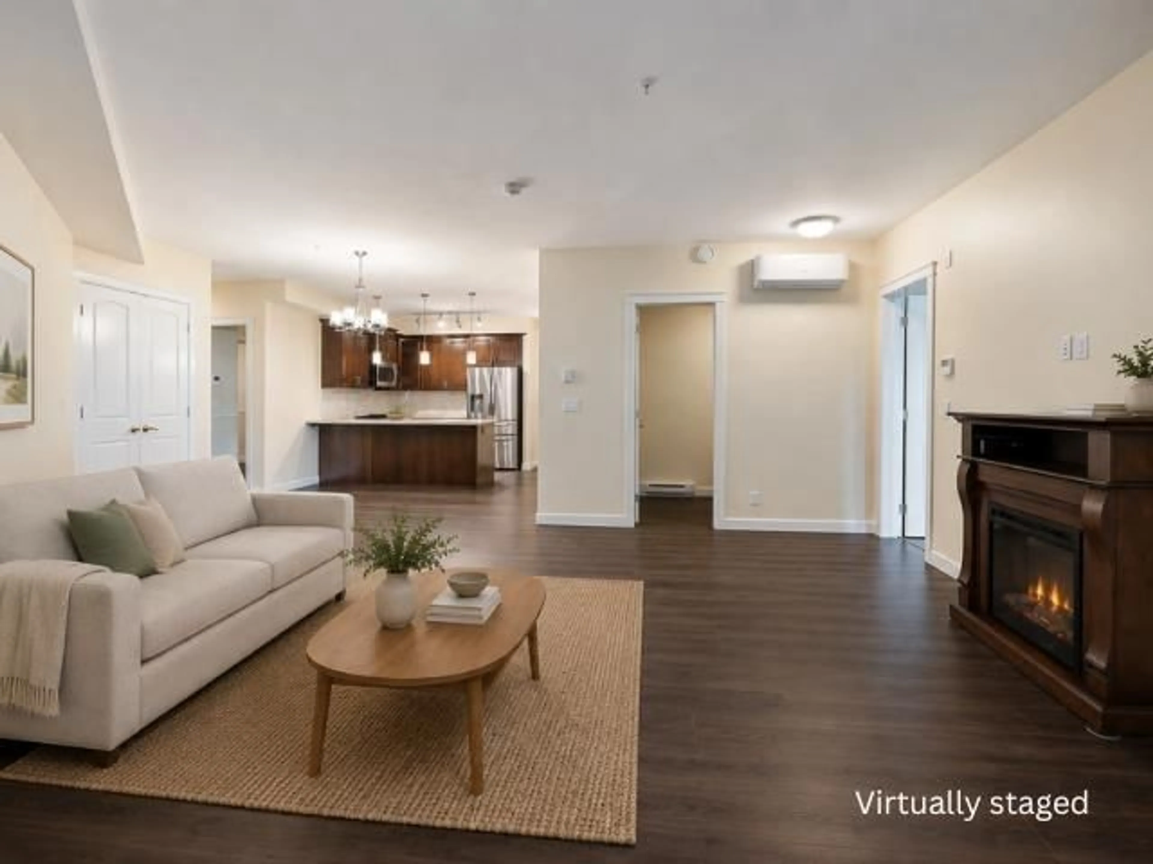 Living room with furniture, wood/laminate floor for 408 - 20376 86 AVENUE, Langley British Columbia V2Y3P8