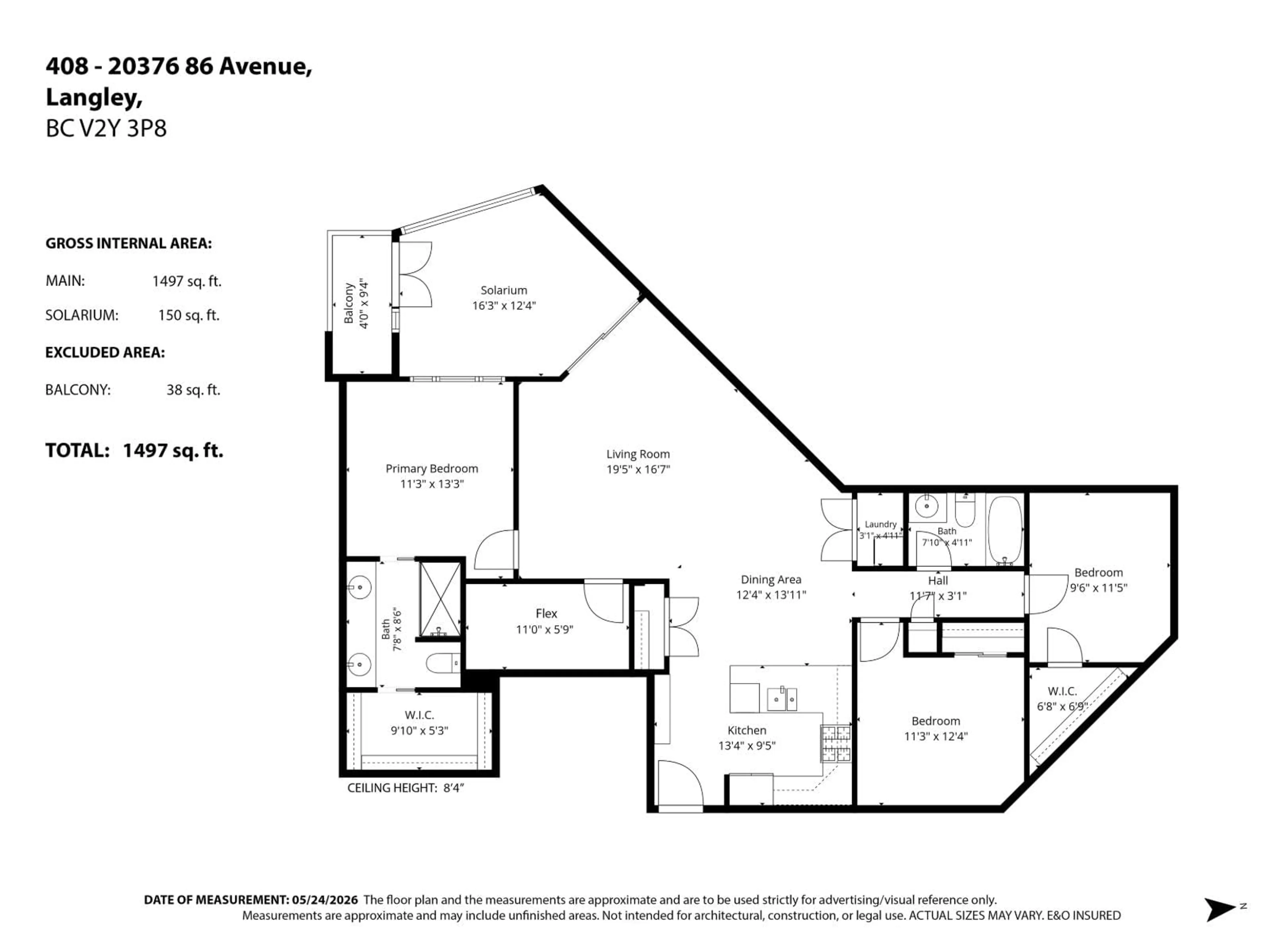 Floor plan for 408 - 20376 86 AVENUE, Langley British Columbia V2Y3P8
