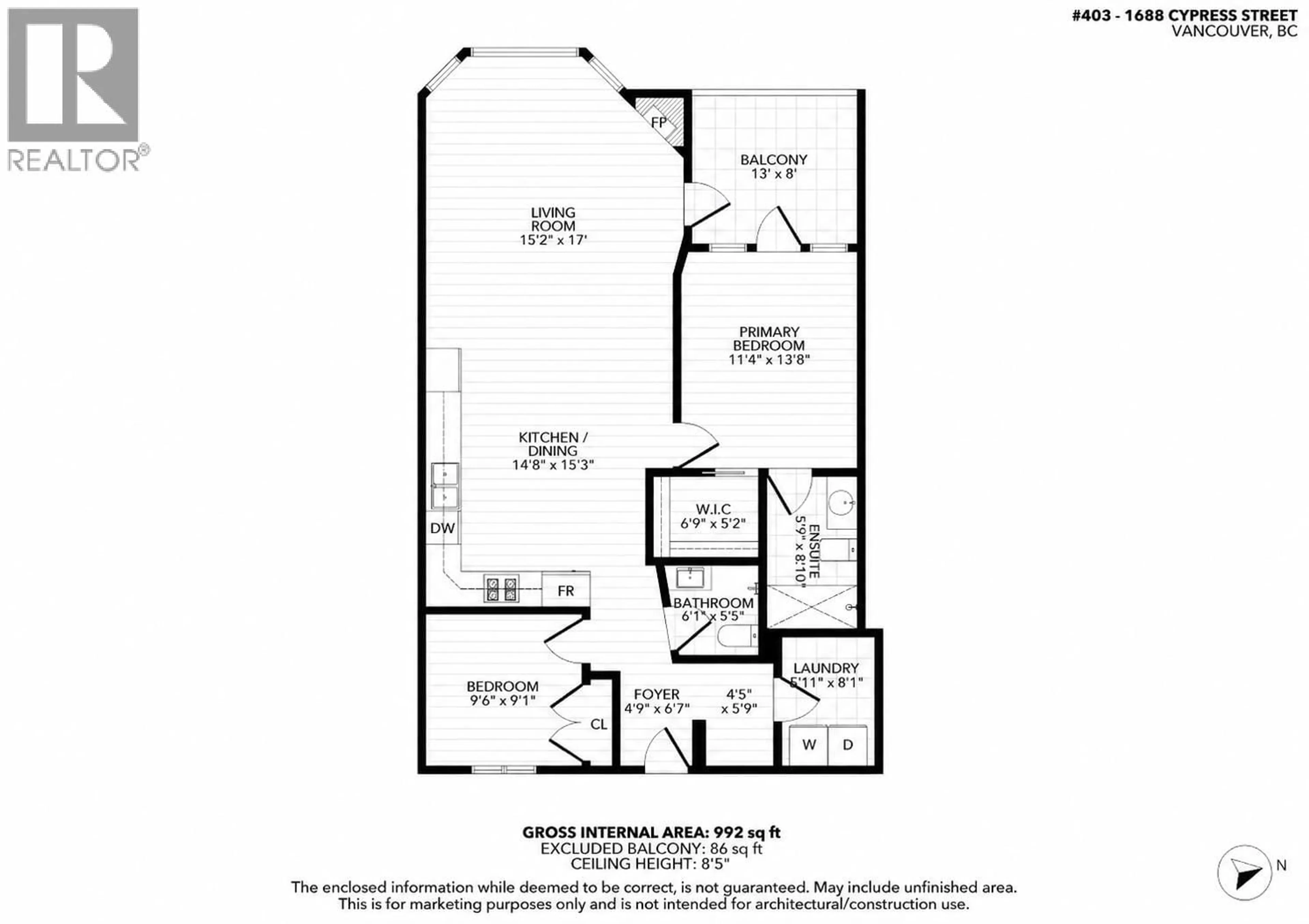 Floor plan for 403 - 1688 CYPRESS ST STREET, Vancouver British Columbia V6J5J1