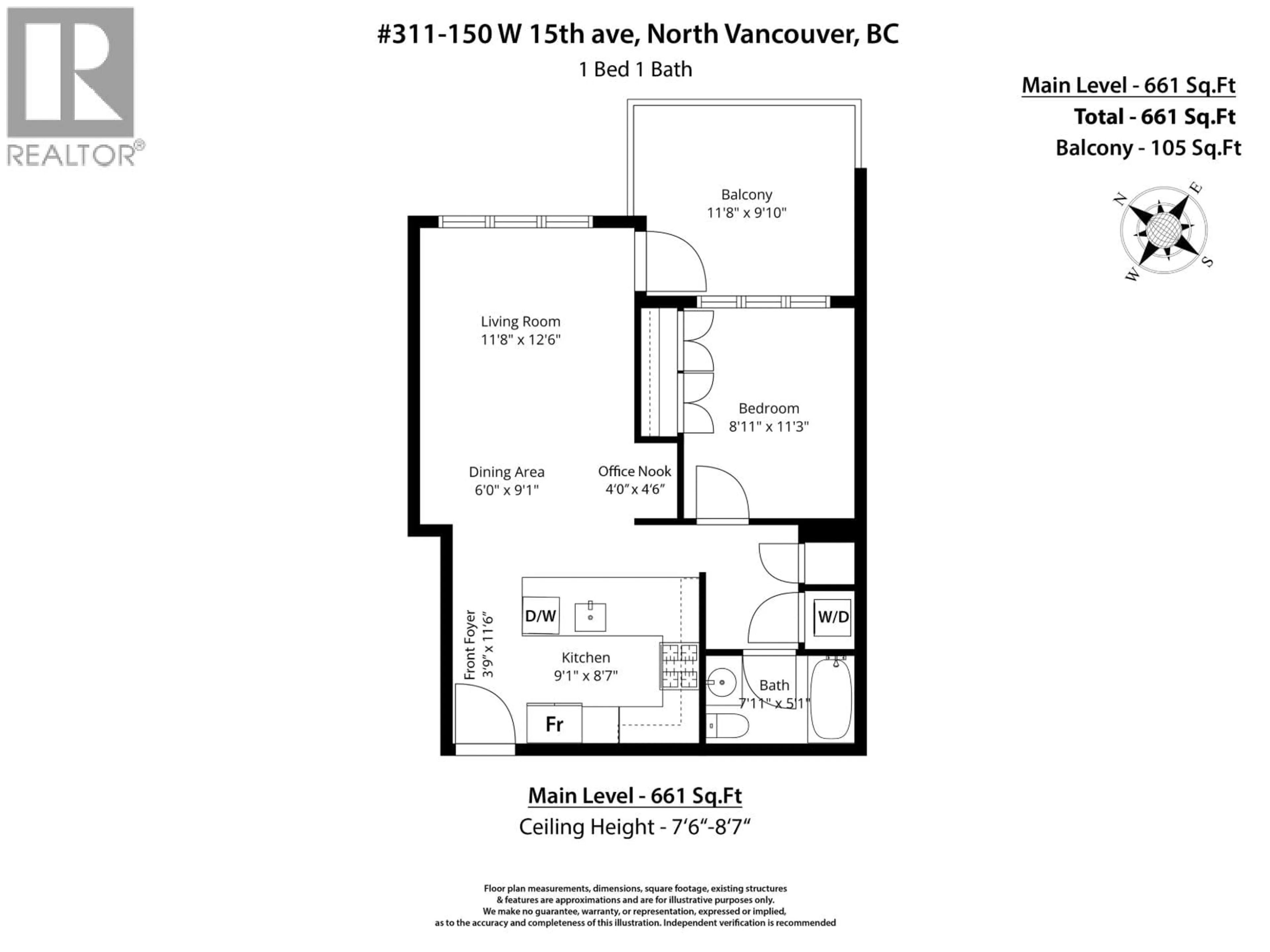 Floor plan for 311 - 150 15 STREET, North Vancouver British Columbia V7M0C4