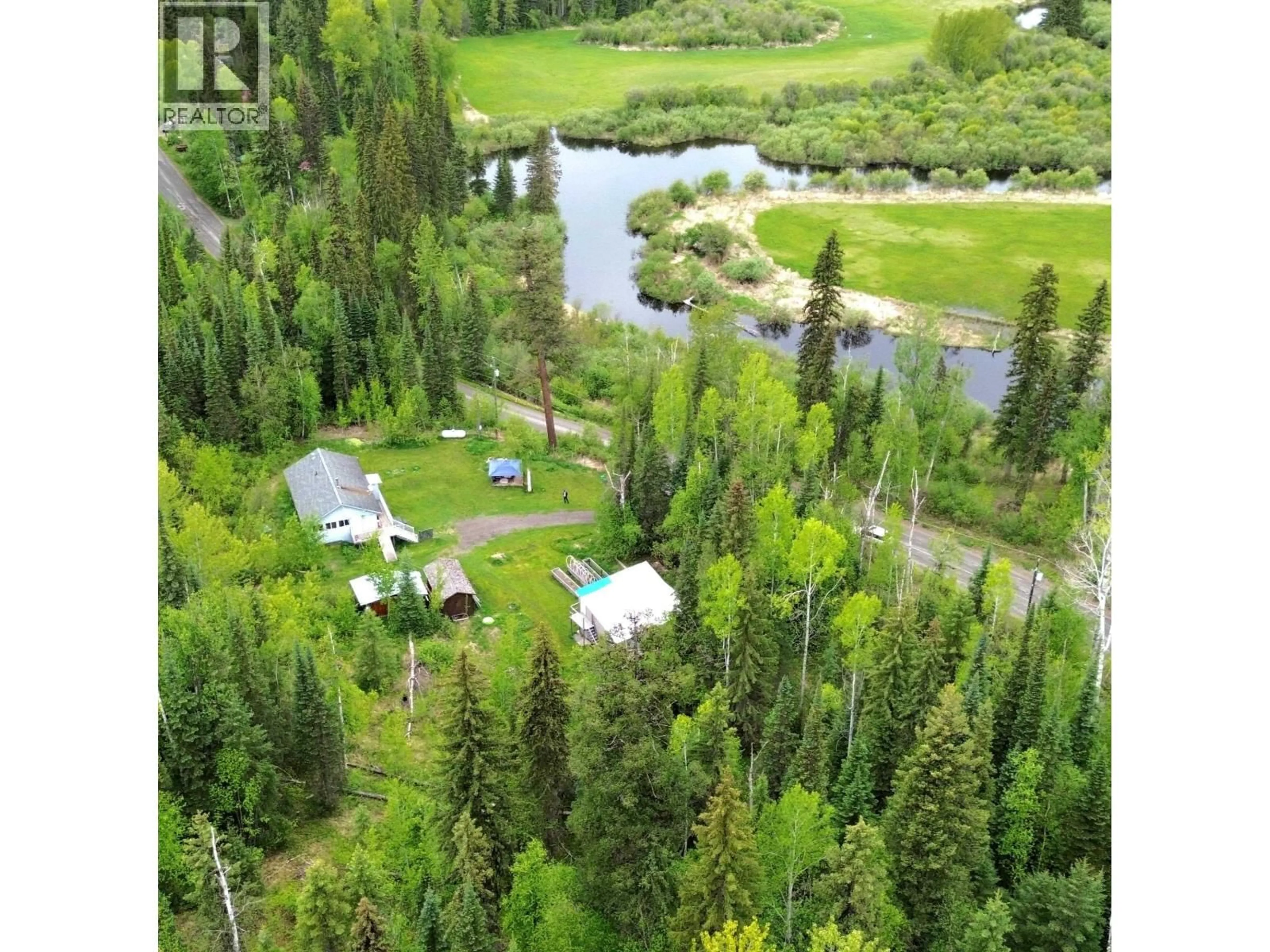 A pic from outside/outdoor area/front of a property/back of a property/a pic from drone, water/lake/river/ocean view for 2261 EAGLE CREEK ROAD, Canim Lake British Columbia V0K1J0