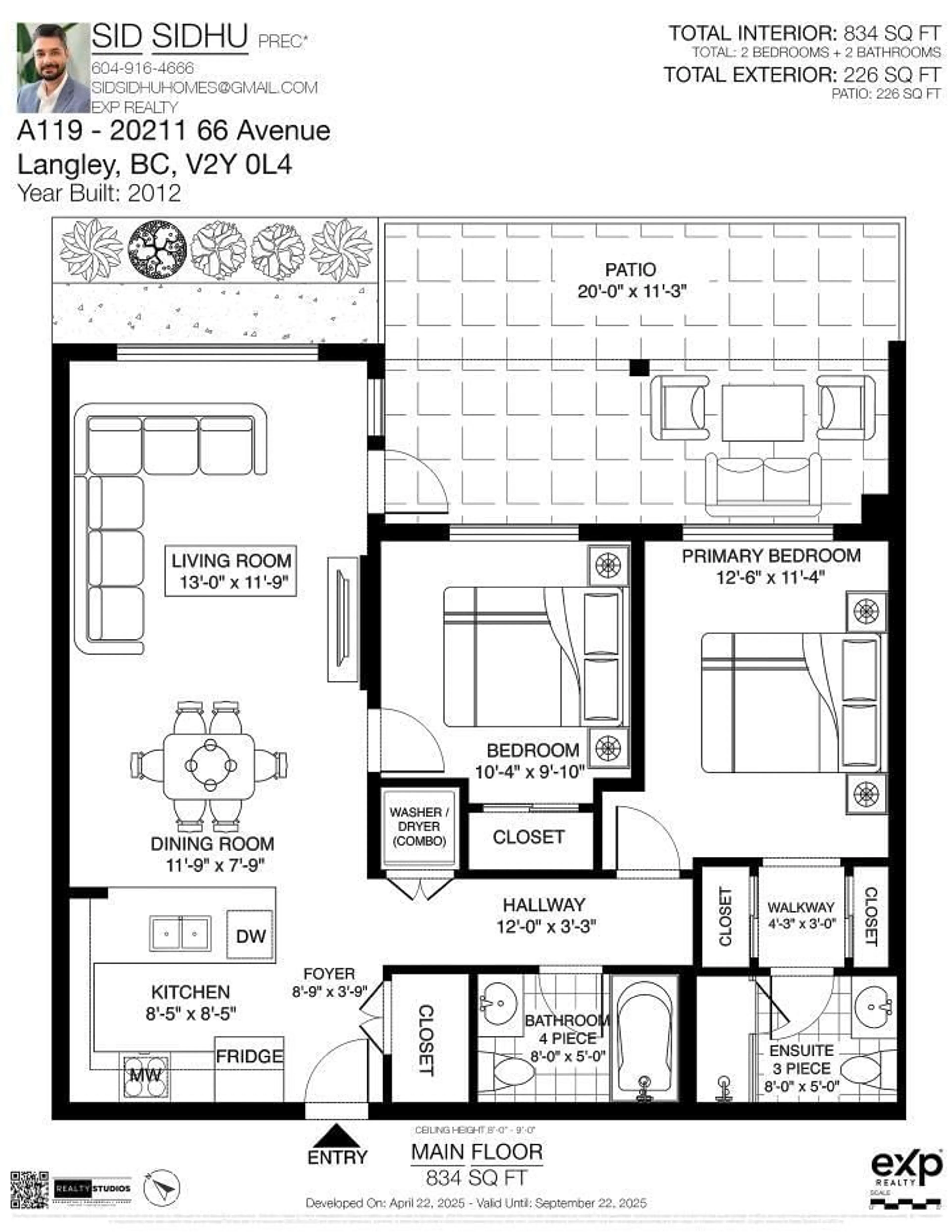Floor plan for A119 - 20211 66 AVENUE, Langley British Columbia V2Y0L4