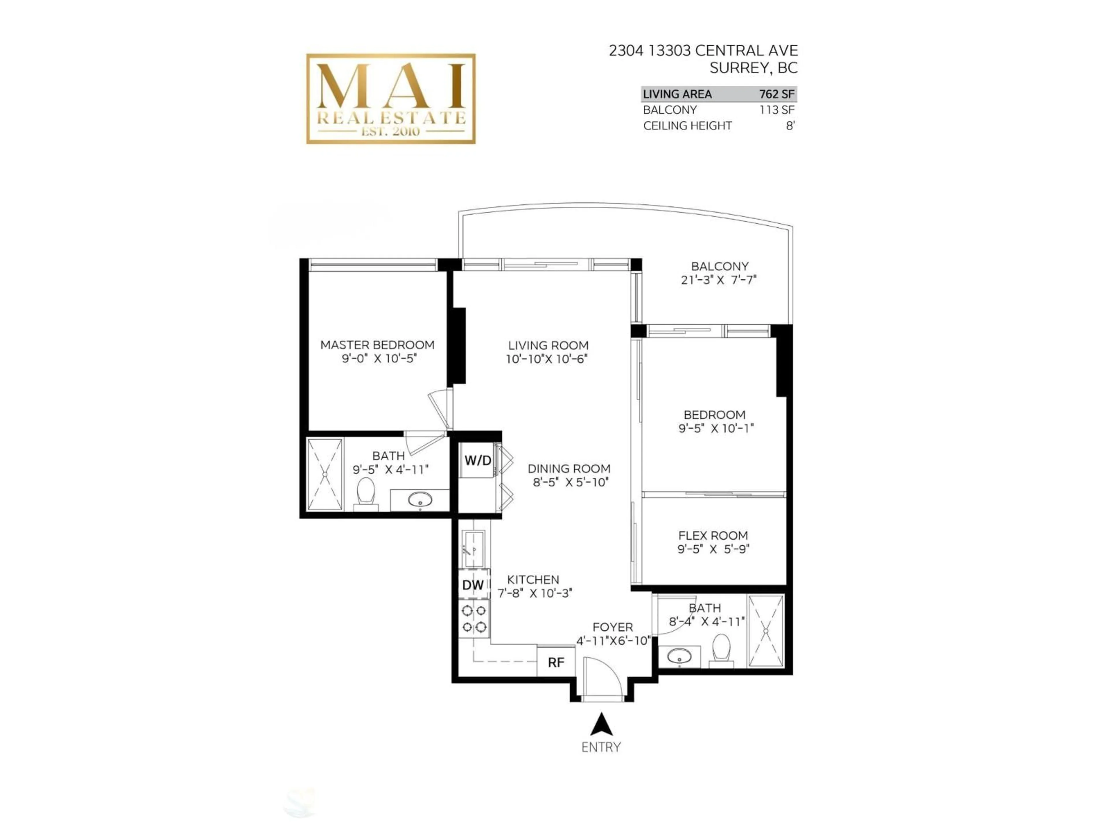 Floor plan for 2304 - 13303 CENTRAL AVENUE, Surrey British Columbia V3T0K6