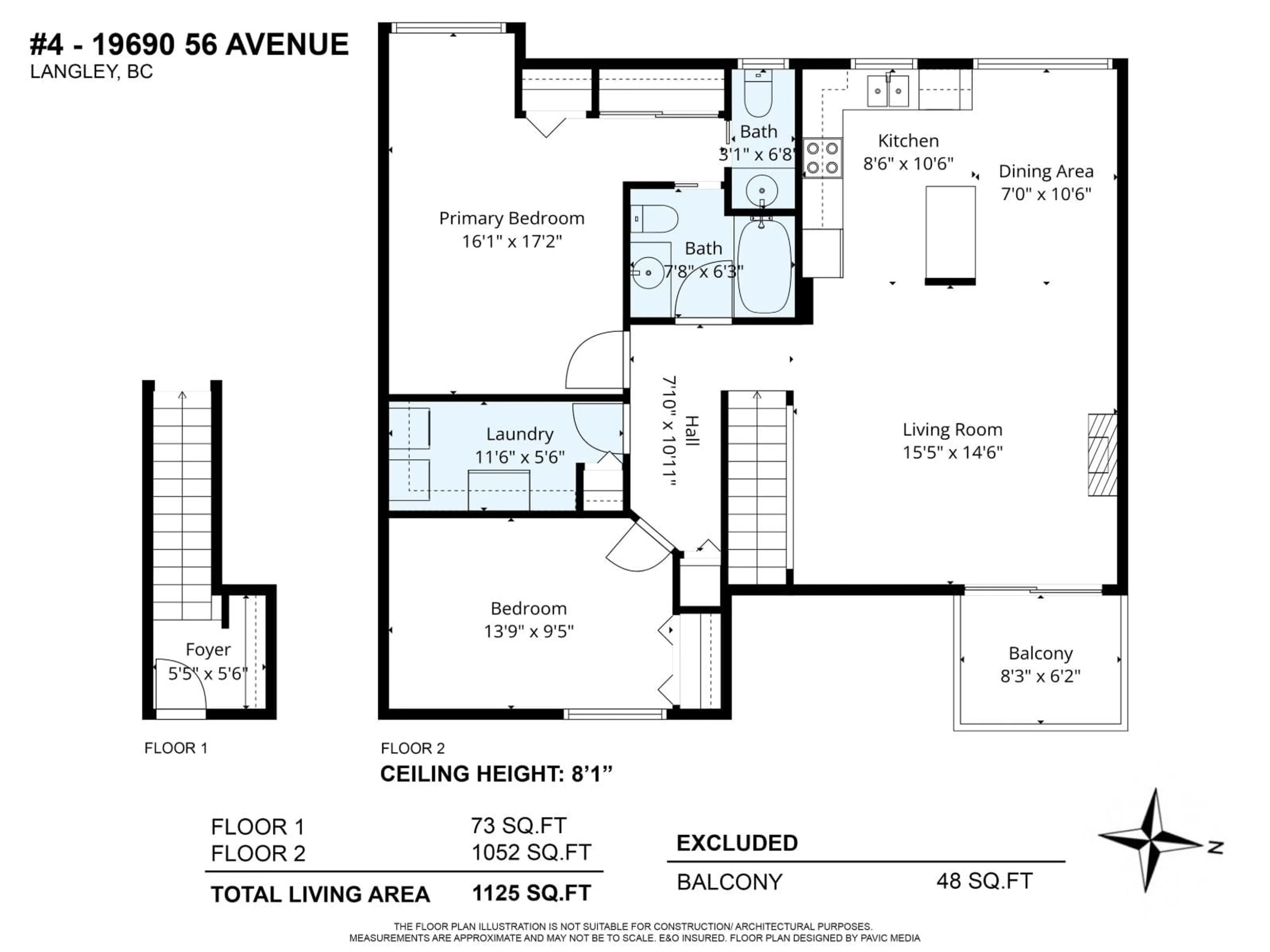 Floor plan for 4 - 19690 56 AVENUE, Langley British Columbia V3A3X6