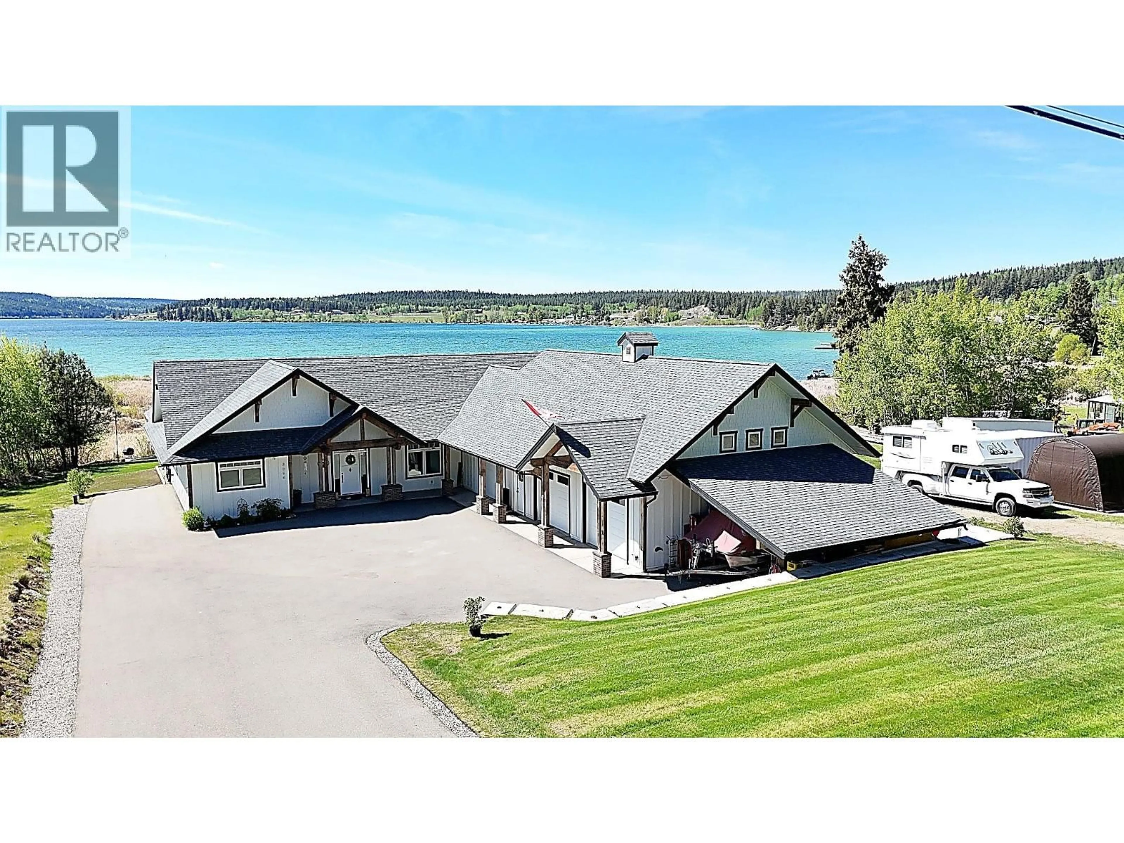 A pic from outside/outdoor area/front of a property/back of a property/a pic from drone, water/lake/river/ocean view for 3660 FORBES ROAD, Lac La Hache British Columbia V0K1T1