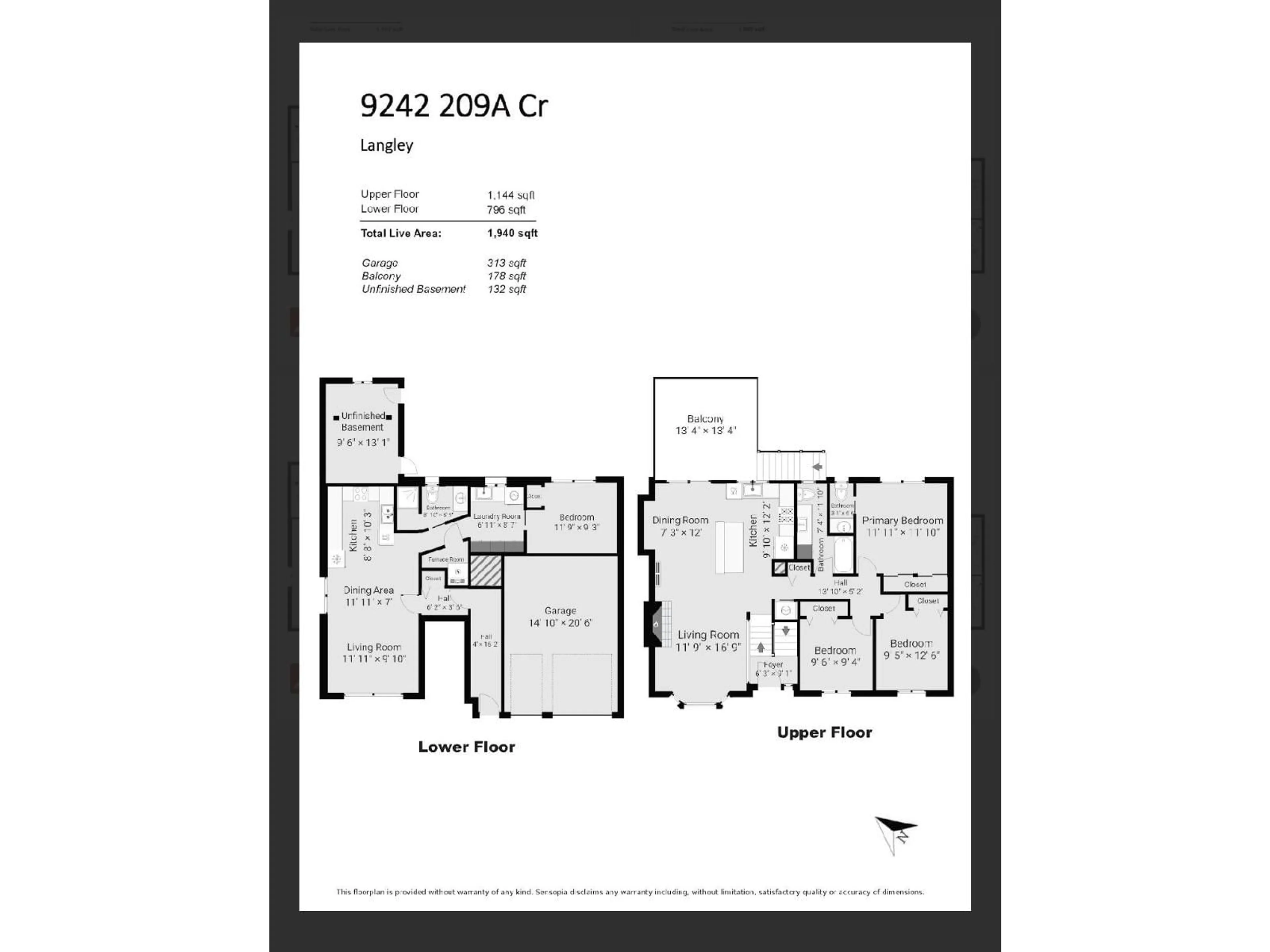 Floor plan for 9242 209A CRESCENT, Langley British Columbia V1M1T5