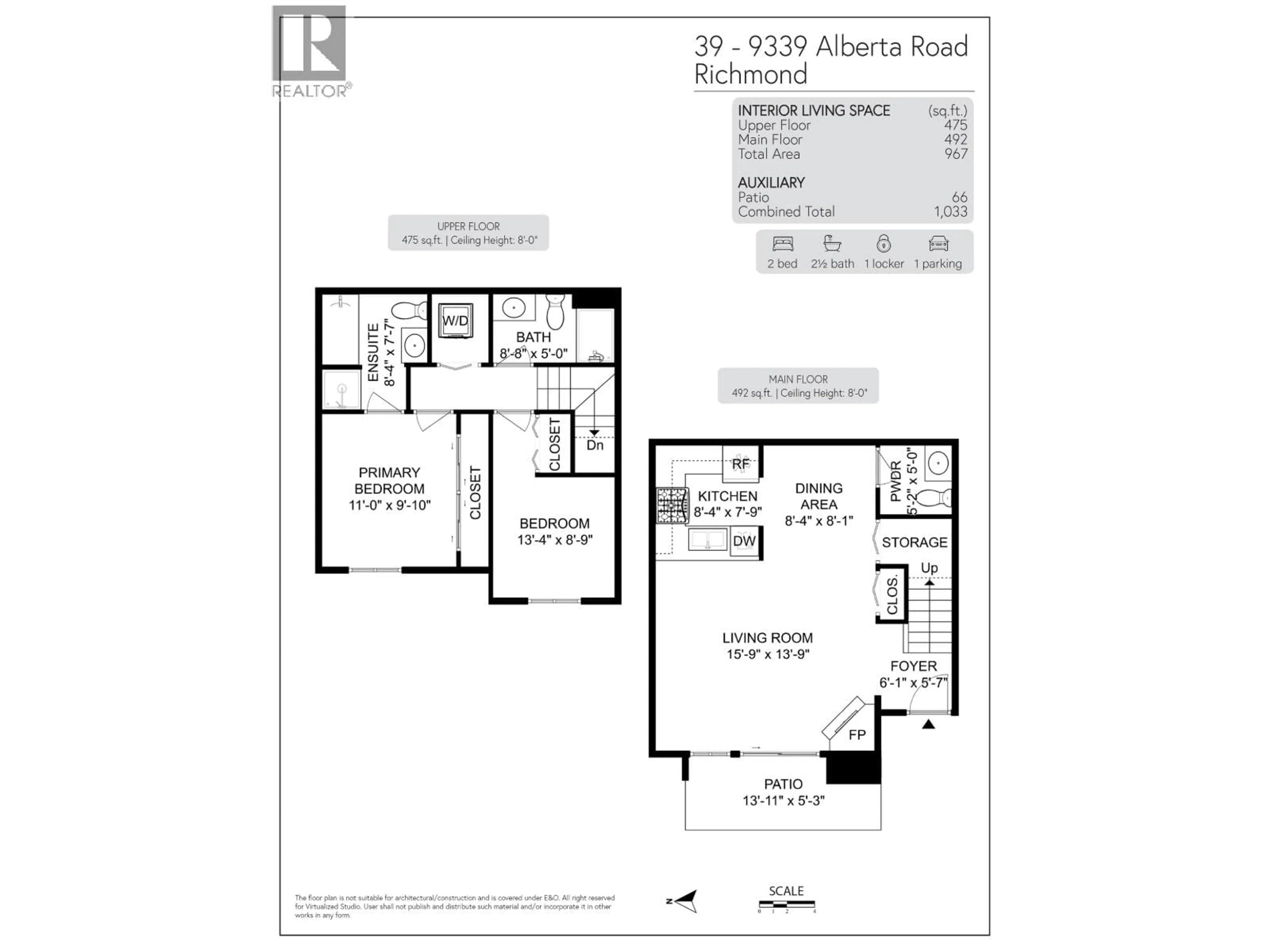 Floor plan for 39 - 9339 ALBERTA ROAD, Richmond British Columbia V6Y4E3