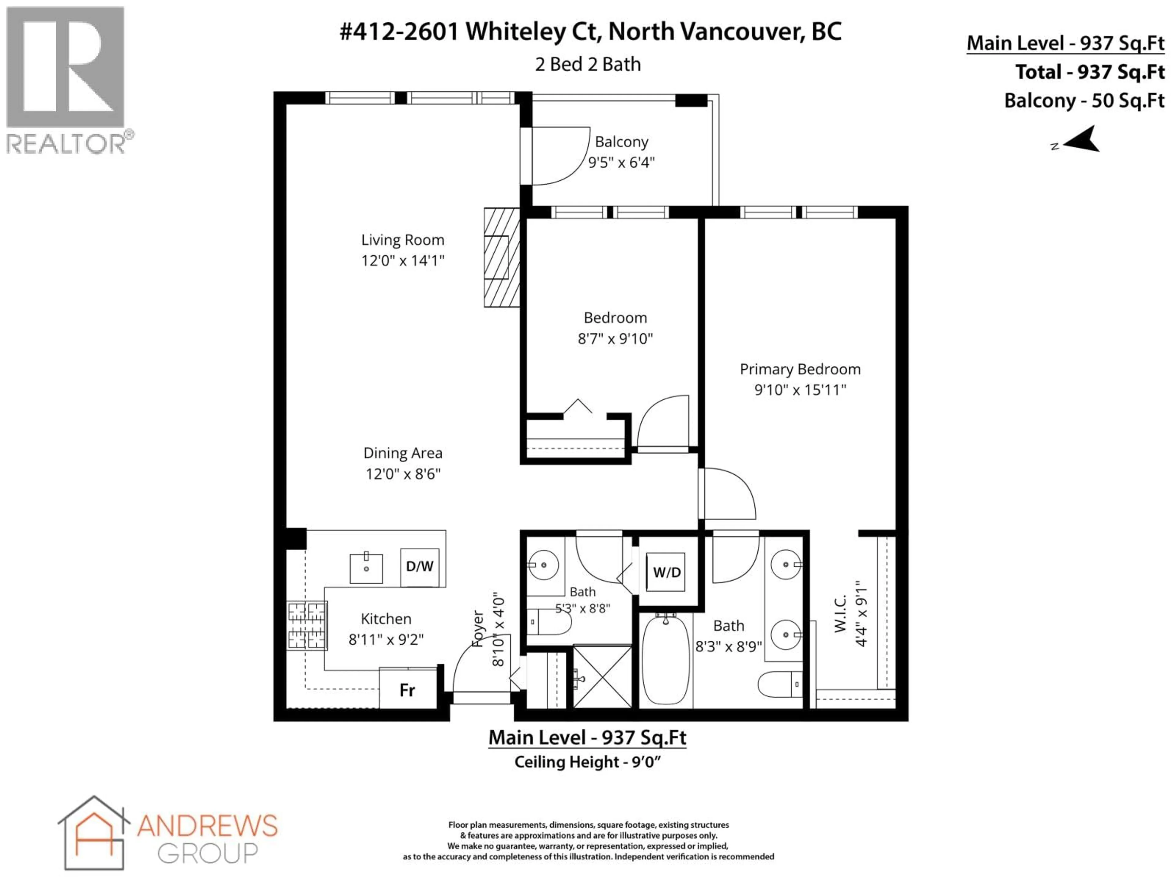 Floor plan for 412 - 2601 WHITELEY COURT, North Vancouver British Columbia V7J2R7