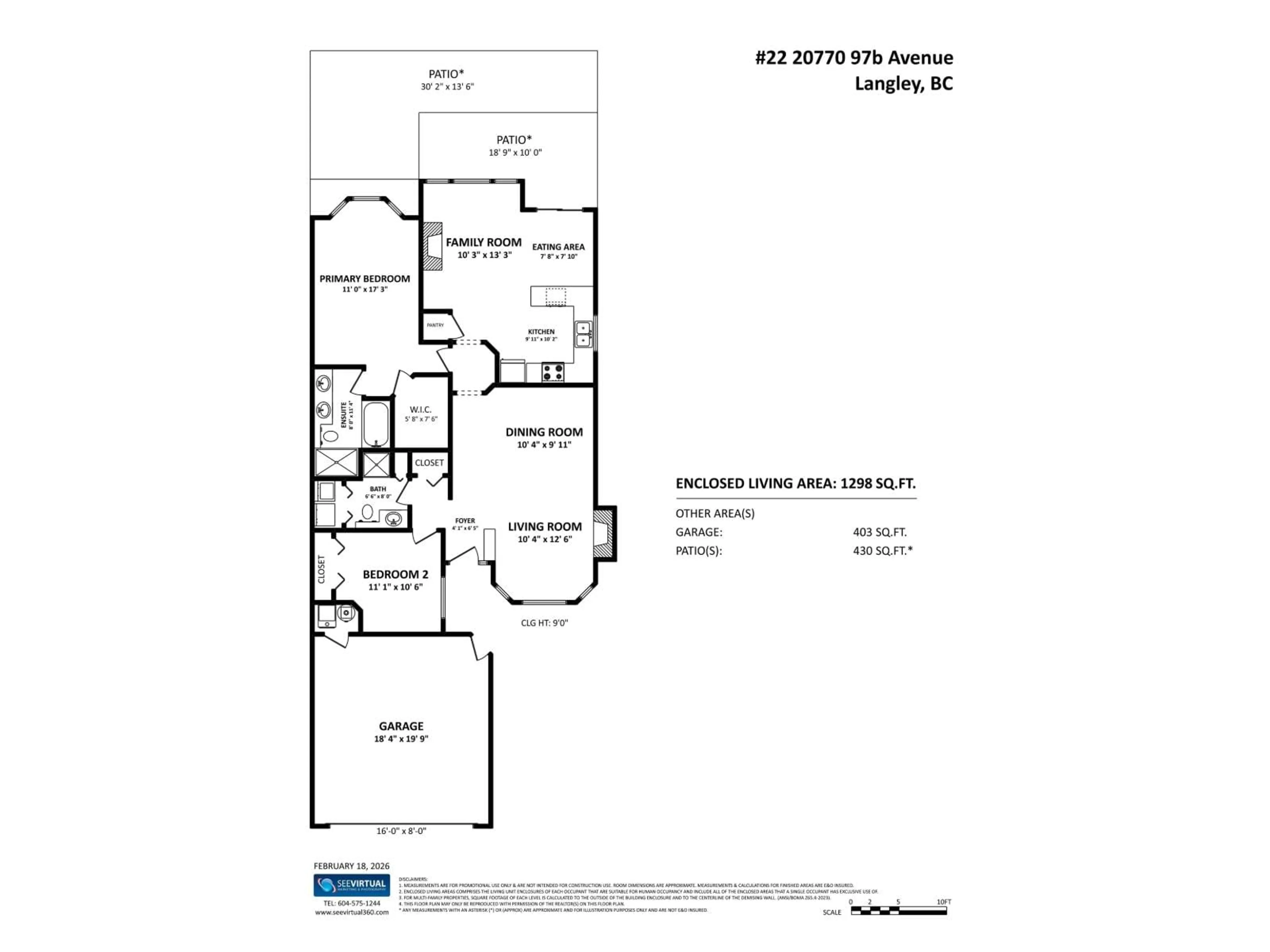 Floor plan for 22 - 20770 97B AVENUE, Langley British Columbia V1M3X9