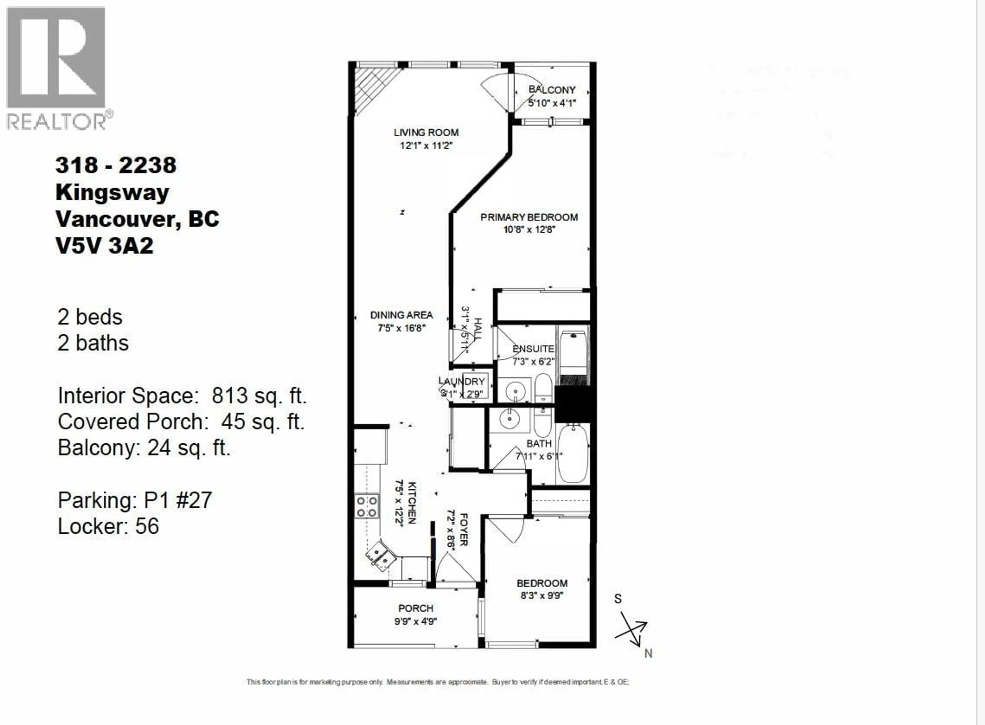Floor plan for 318 - 2238 KINGSWAY, Vancouver British Columbia V5N2T7