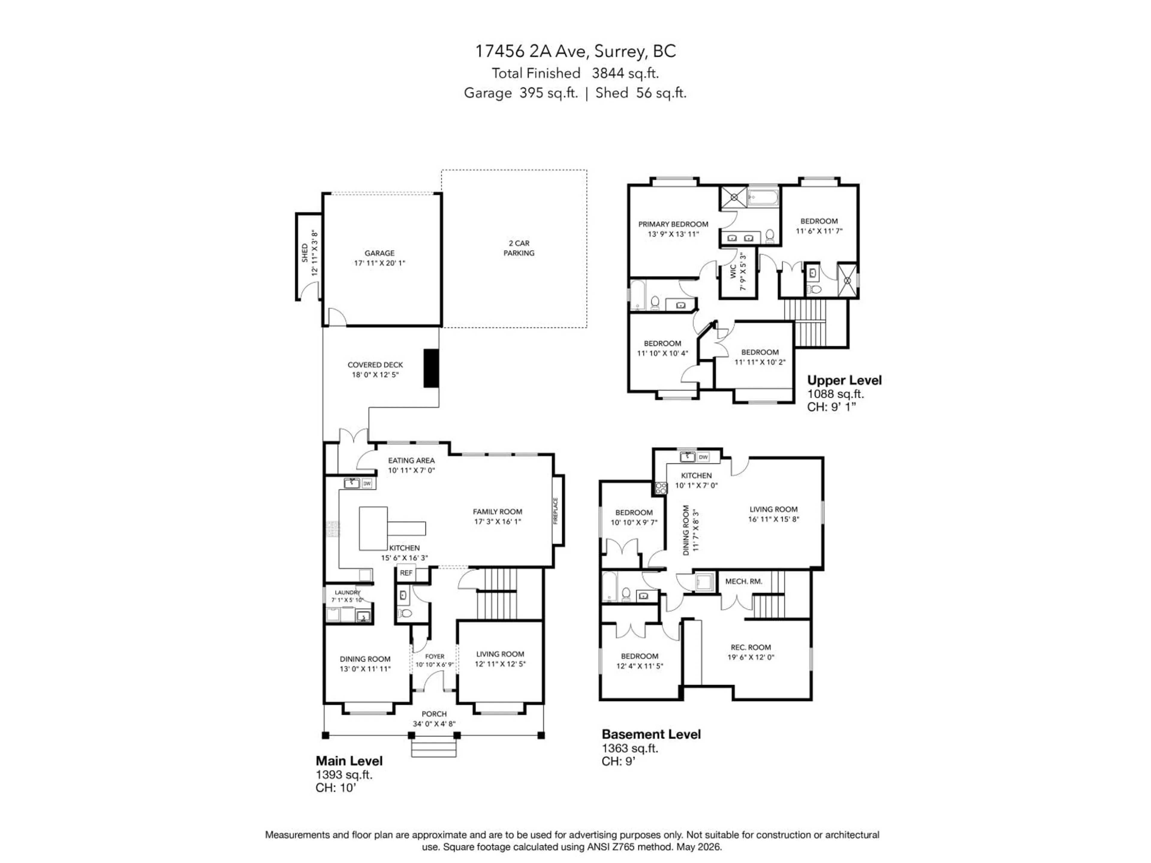 Floor plan for 17456 2A AVENUE, Surrey British Columbia V3Z6R9