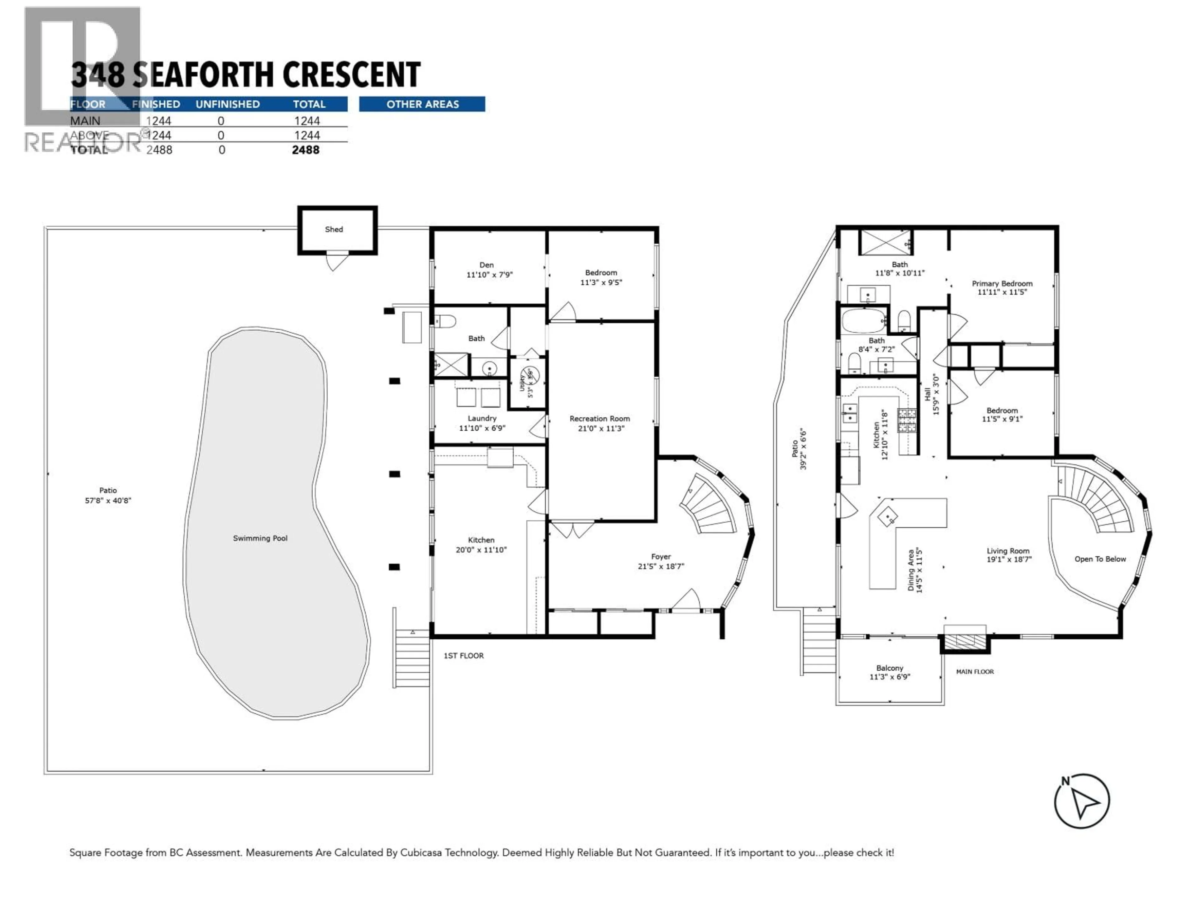 Floor plan for 348 SEAFORTH CRESCENT, Coquitlam British Columbia V3K2M4